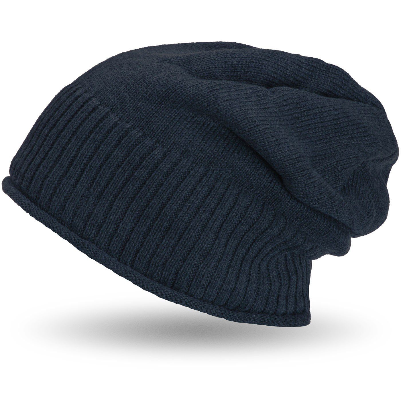 Mütze marineblau Herren compagno Wintermütze Strickmütze Haube Beanie (1-St) Damen Strickmütze Gefütterte