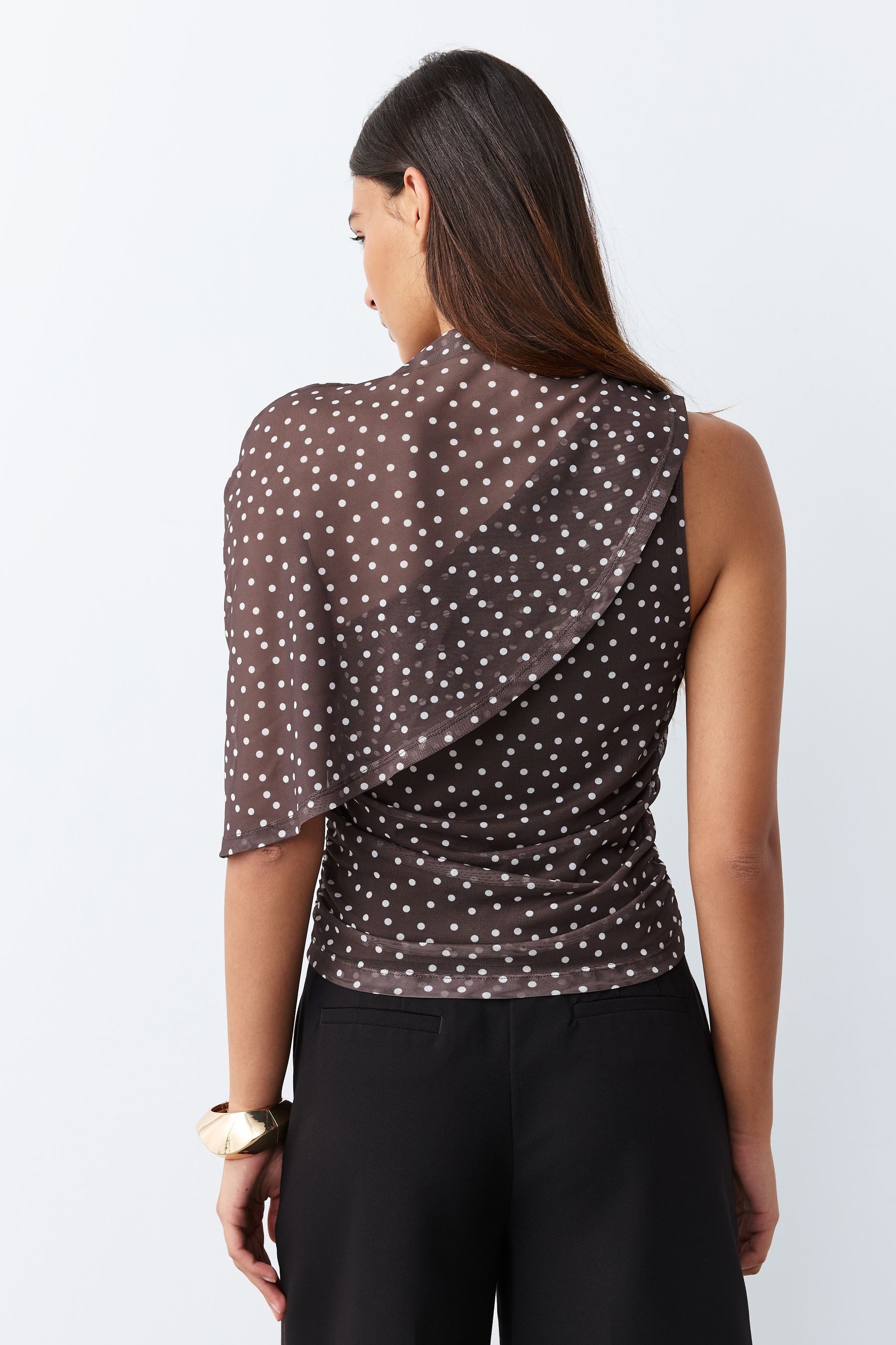 Next Kurzarmbluse Mesh-Cape mit Tupfenmuster (1-tlg) günstig online kaufen