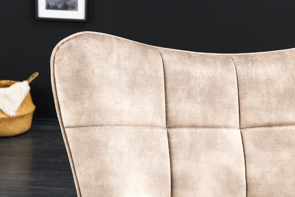 riess-ambiente Sessel SCANDINAVIA champagner beige / schwarz (Einzelartikel, 1-St), Wohnzimmer · Samt · Metall · mit Armlehnen · Scandinavian Design – Bild 4 von 5
