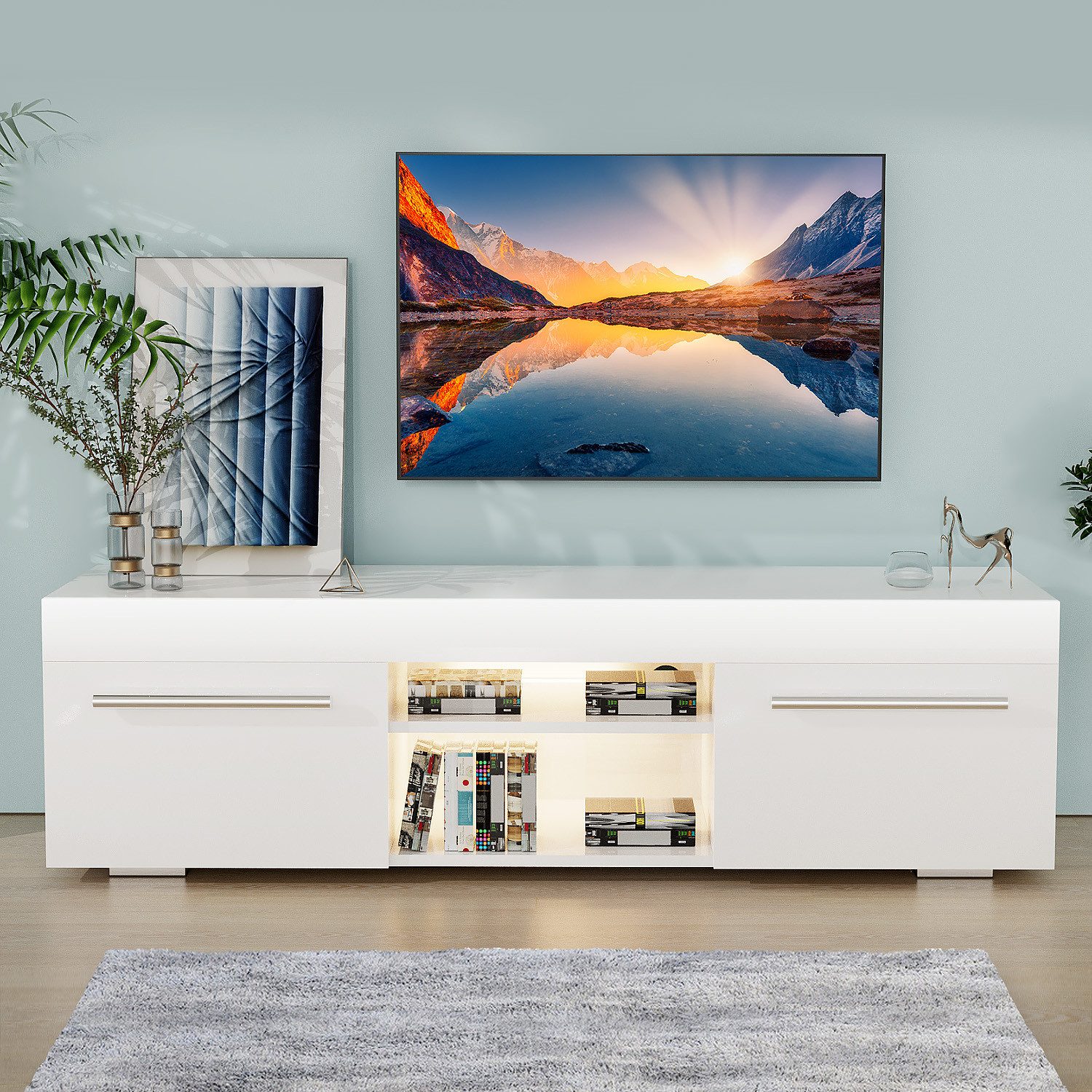 oyajia TV-Schrank Hochglanz TV-Schrank, 130cm Lowboard günstig online kaufen