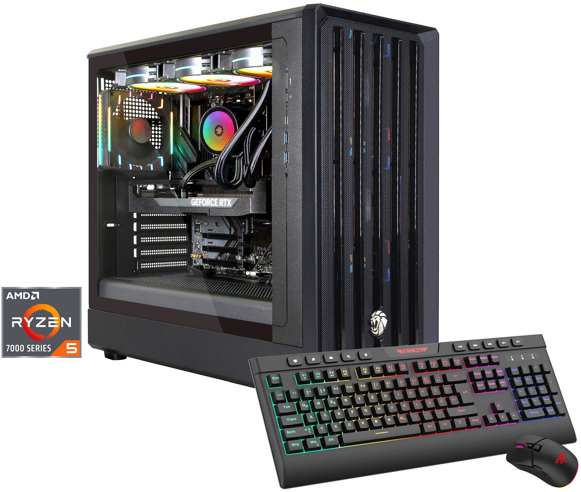 GAMEMAX CLAW BK 8094 AMD Ryzen 5 7500F 32GB DDR5 1TB SSD RTX 5060Ti Gaming-PC (AMD Ryzen 5 7500F, RTX 5060 Ti, 32 GB RAM, 1000 GB SSD, Wasserkühlung, DDR5 RAM, Windows 11, Wasserkühlung)