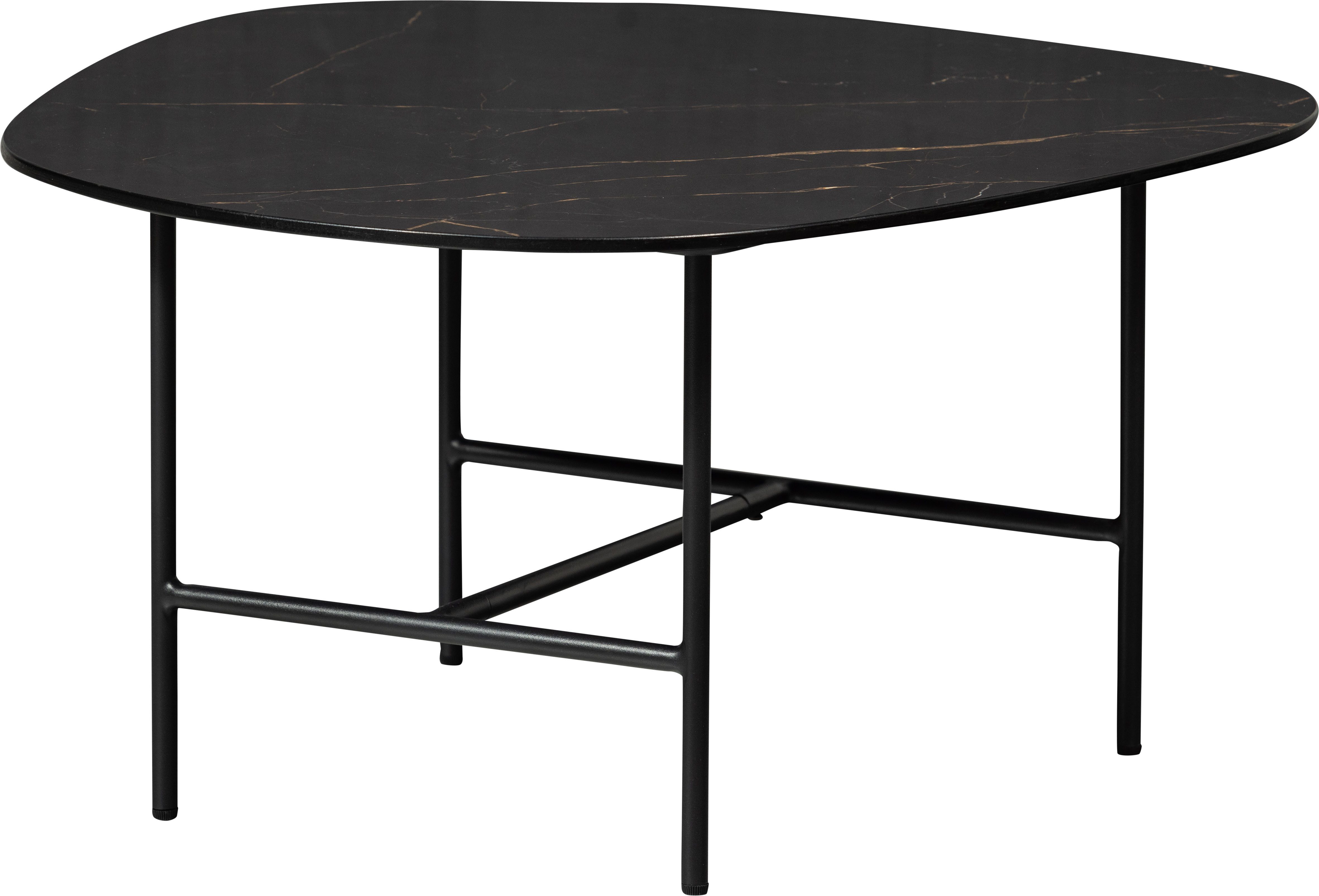WOOOD Couchtisch Vajen Porzellan-Marmorlook mit Metallgestell, H 38 x B 70 x T 70 cm, Tragkraft 15 kg, pfleigleicht
