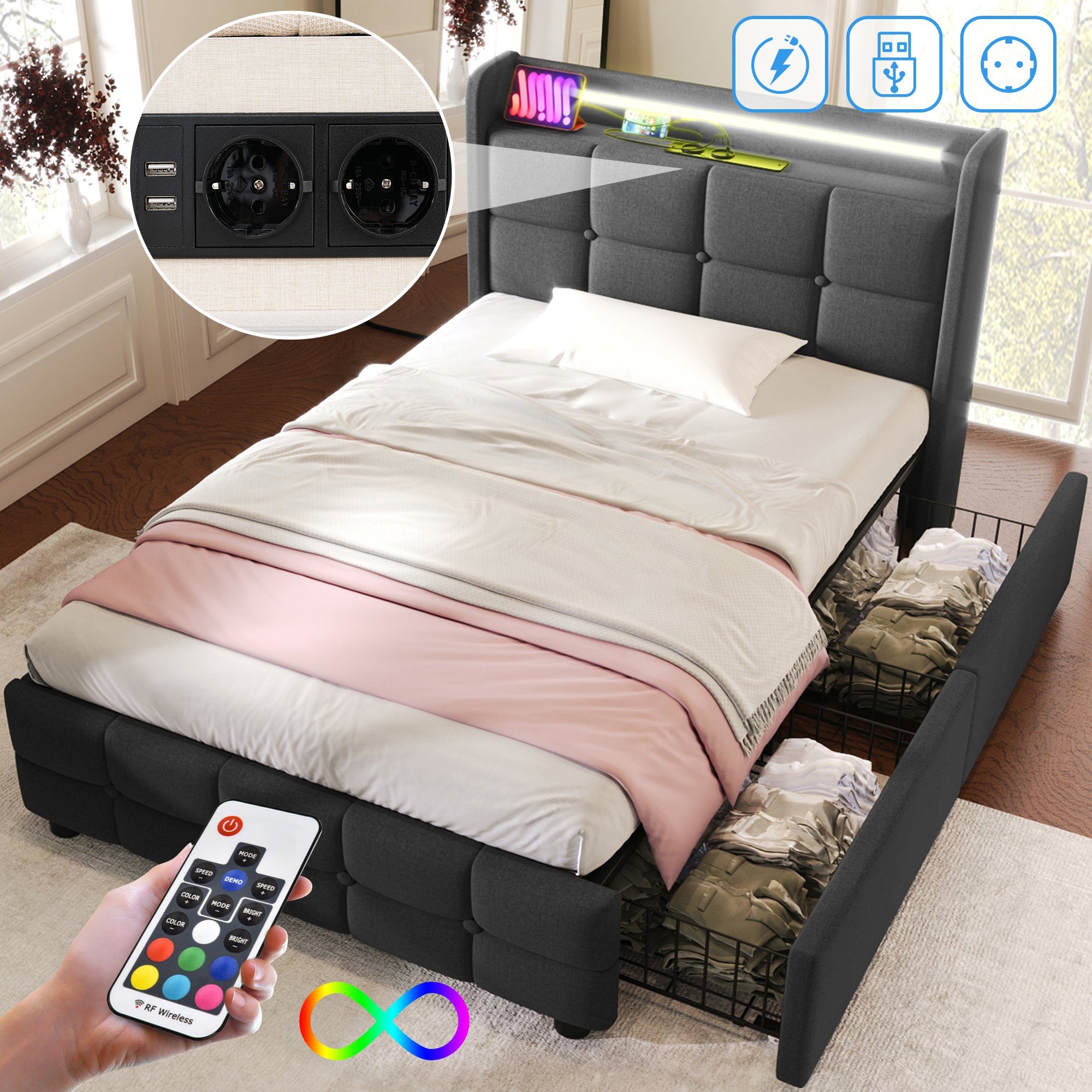HAUSS SPOLE Polsterbett Polsterbett Doppelbett Funktionsbett günstig online kaufen