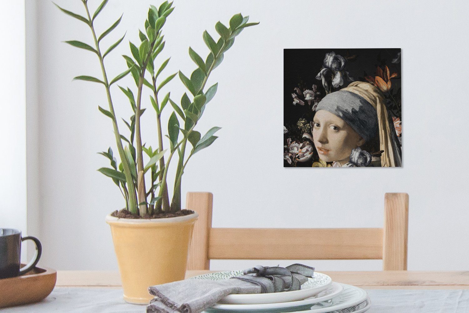 OneMillionCanvasses® Gemälde Gemälde - Vermeer, Leinwand Wohnzimmer St), Bilder Blumen für - (1 Schlafzimmer