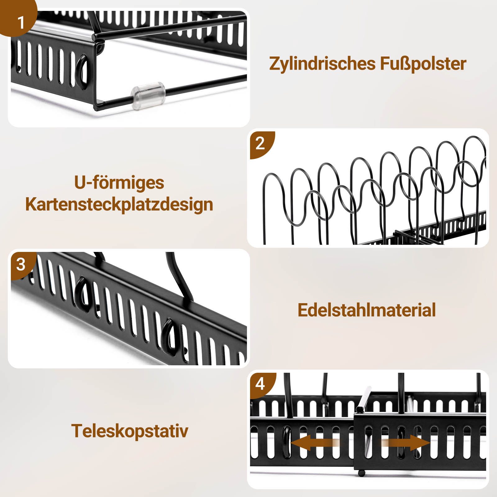 Yorbay Geschirrständer Erweiterbarer Topfdeckelhalter, Teleskopregal, Pfannenhalter Pfannen Organizer für Topfdeckel und Pfannen – Bild 5 von 5