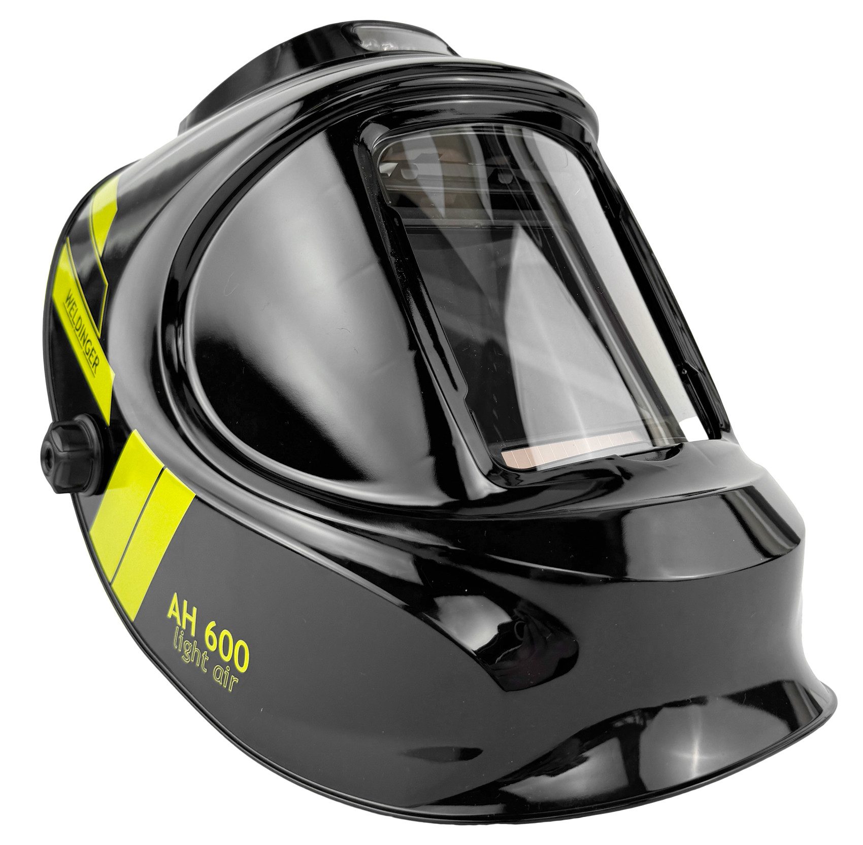 WELDINGER Schweißhelm Automatik-Schweißhelm AH 600 light air mit Ventilation Arbeitslicht, Panorama Sichtfeld