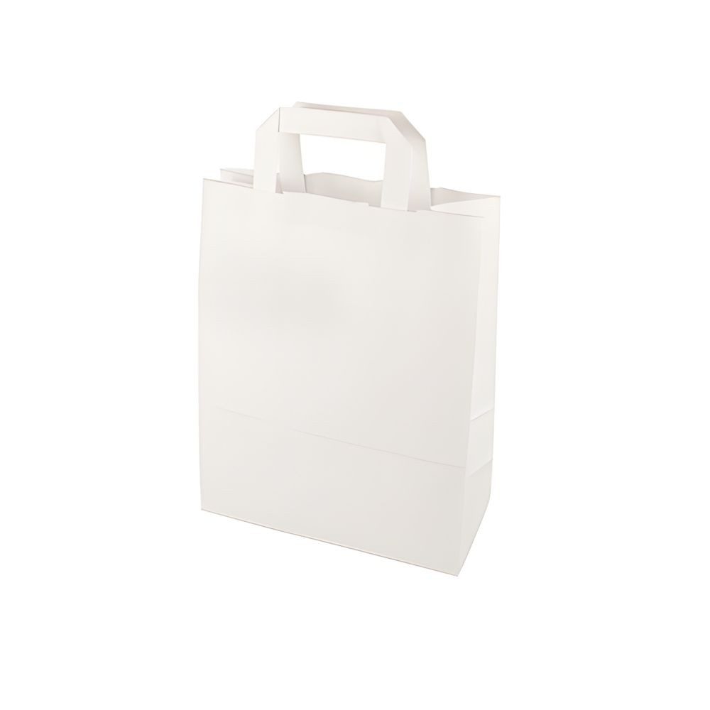 PAPSTAR Tragetasche 400 x Tragetaschen, Papier 28 cm x 22 cm x 10 cm weiss mit Tragegriff
