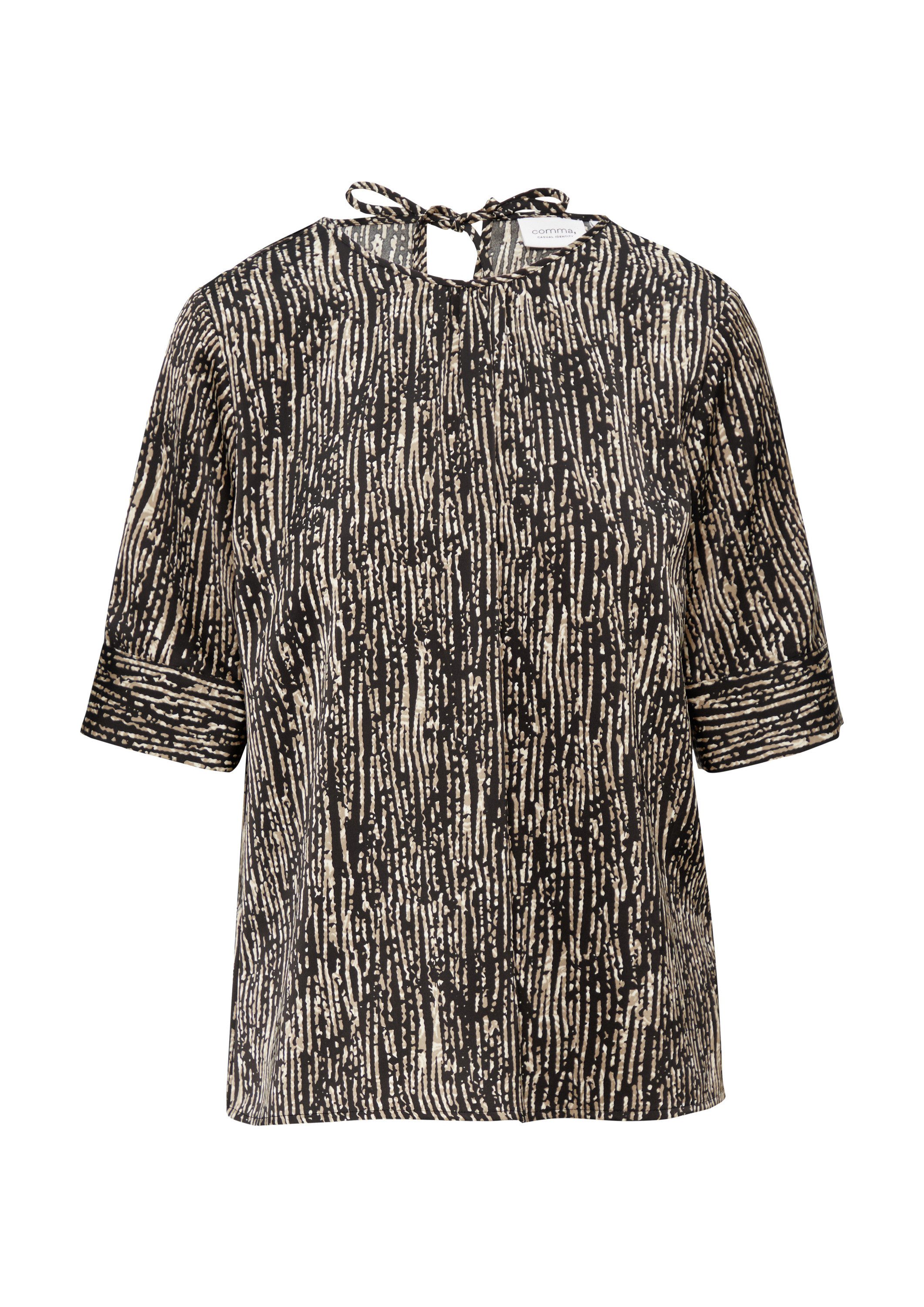comma Kurzarmbluse Bluse Bluse mit All-over-Print aus Satin günstig online kaufen
