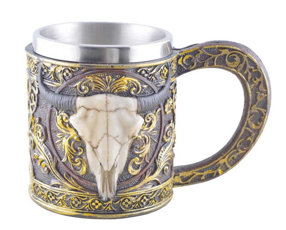 Bierkrug Vogler 816-4148 Bullenschädel Westernkrug mit Metalleinsatz Biergla