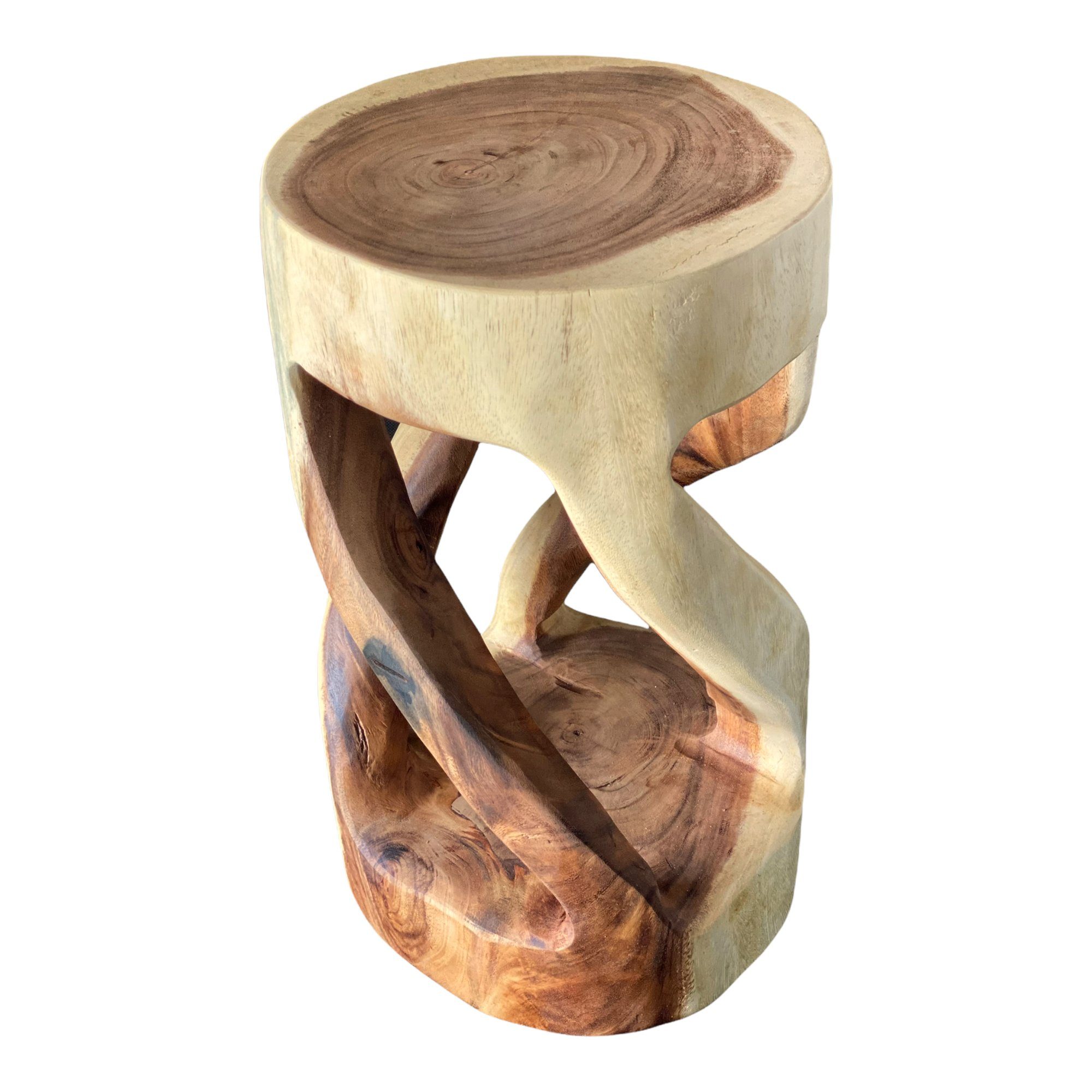 Holzhocker: Massivholz Beistelltisch, Suarholz Massiver Runder (50x28x28) Beistelltisch Handgefertigt FaHome