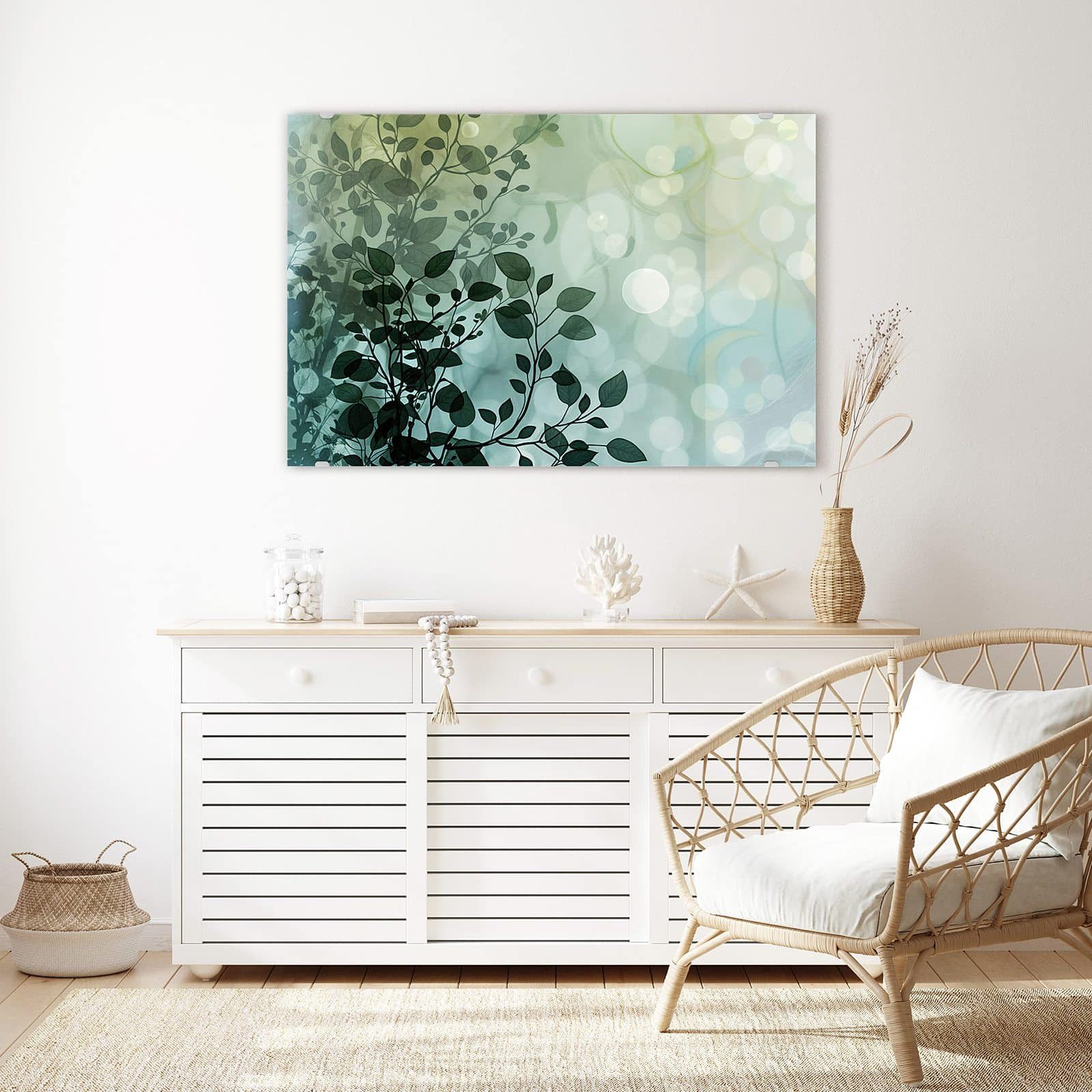 Primedeco Glasbild Wandbild Blättertraum mit Aufhängung, Abstrakte Kunst (21 verschiedene Größen, 1 St), Elegante Aufhängung – Bild 3 von 5