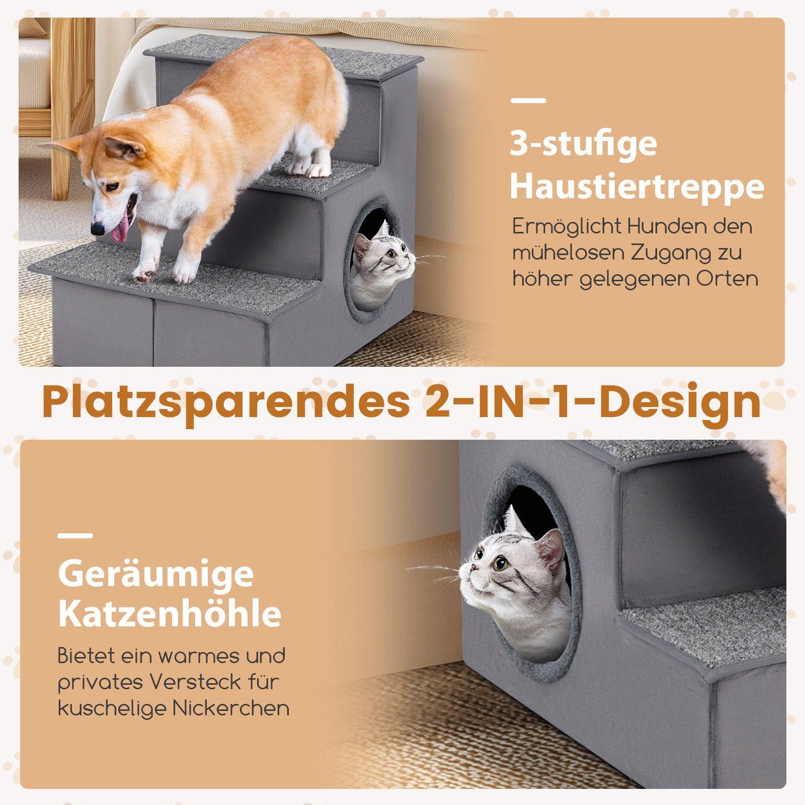 COSTWAY Haustiertreppe, 3 Stufen Hundetreppe mit günstig online kaufen