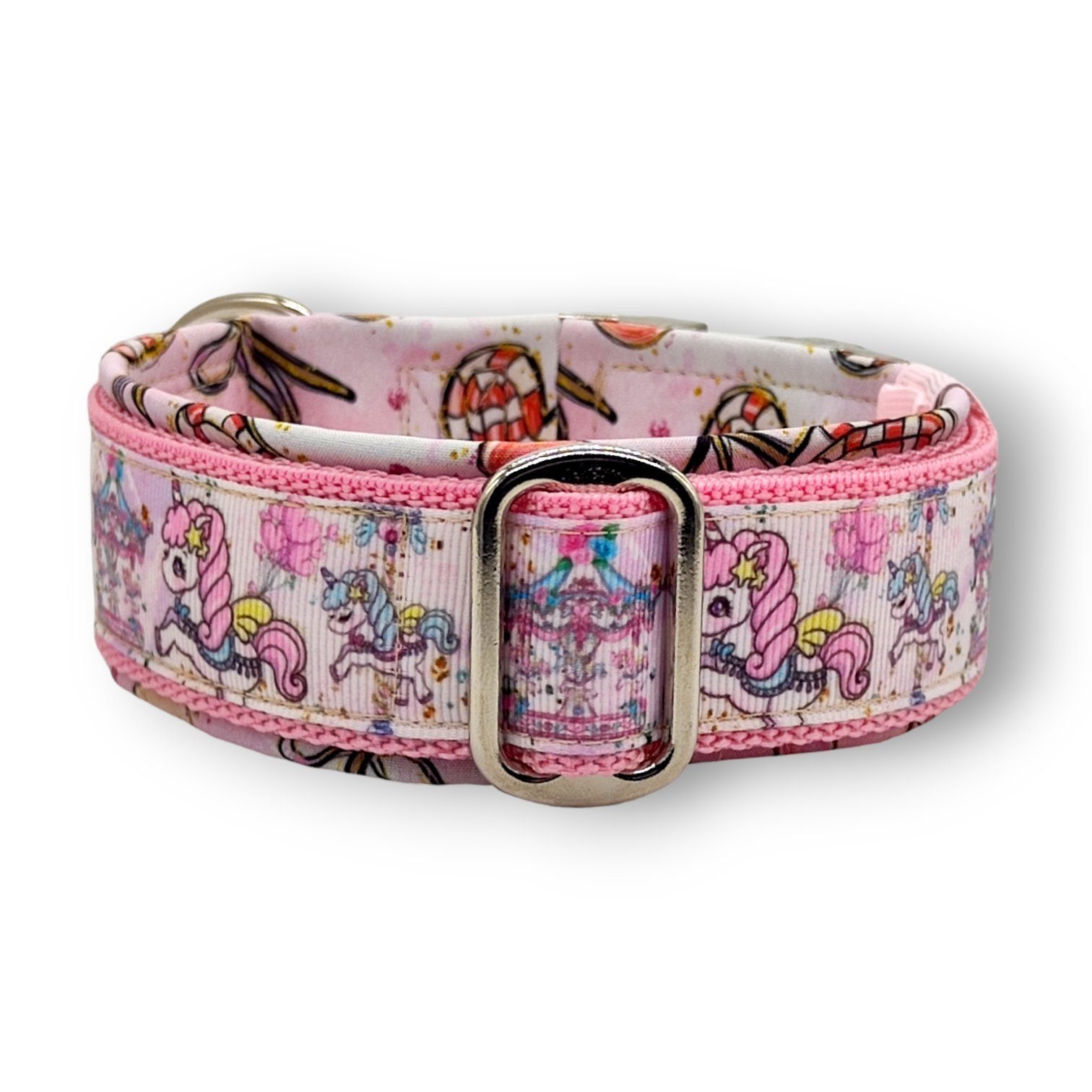 D by E Couture Hunde-Halsband Halsband 50mm "Jahrmarkt IV", gepolstert, verstellbar, 50mm breit, Handmade
