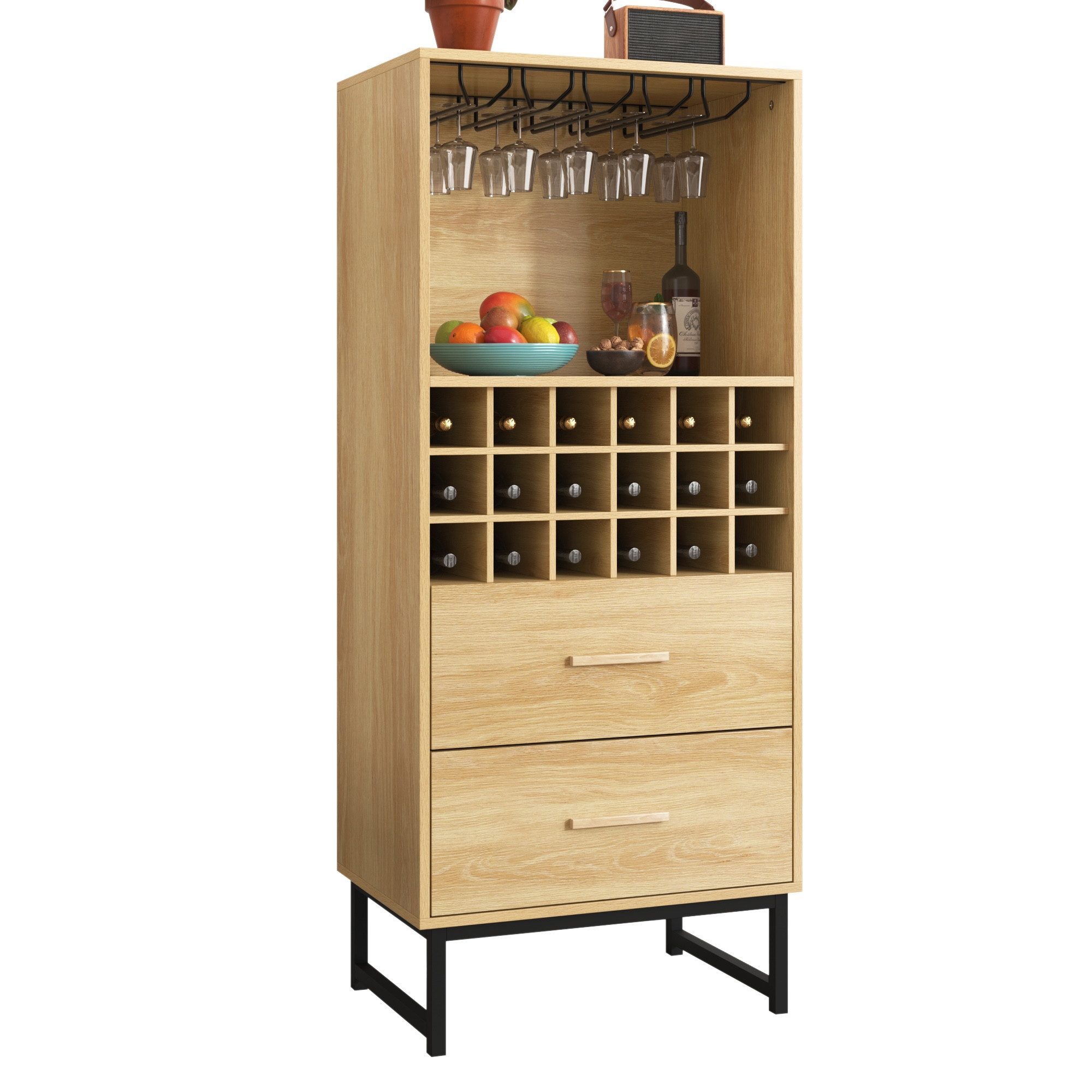Weinschrank Küchenschrank mit Weinregal und Weinglashalter
