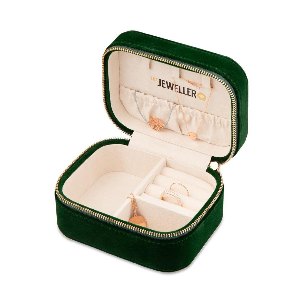 JEWLIX Schmuckkasten Dunkelgrünes Samt mit goldenem Reisverschluss GET0049 günstig online kaufen