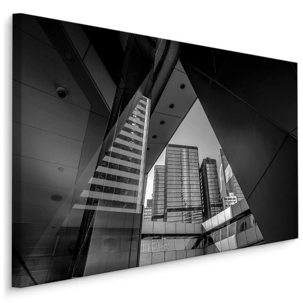 Muralo Leinwandbild Architektur – Leinwandbild Wandbild Kunstdruck Wohnzimmer, Gebäude (1 St), Stadt – Gebäude – Panorama, 30 x 20 cm, aufhängefertig