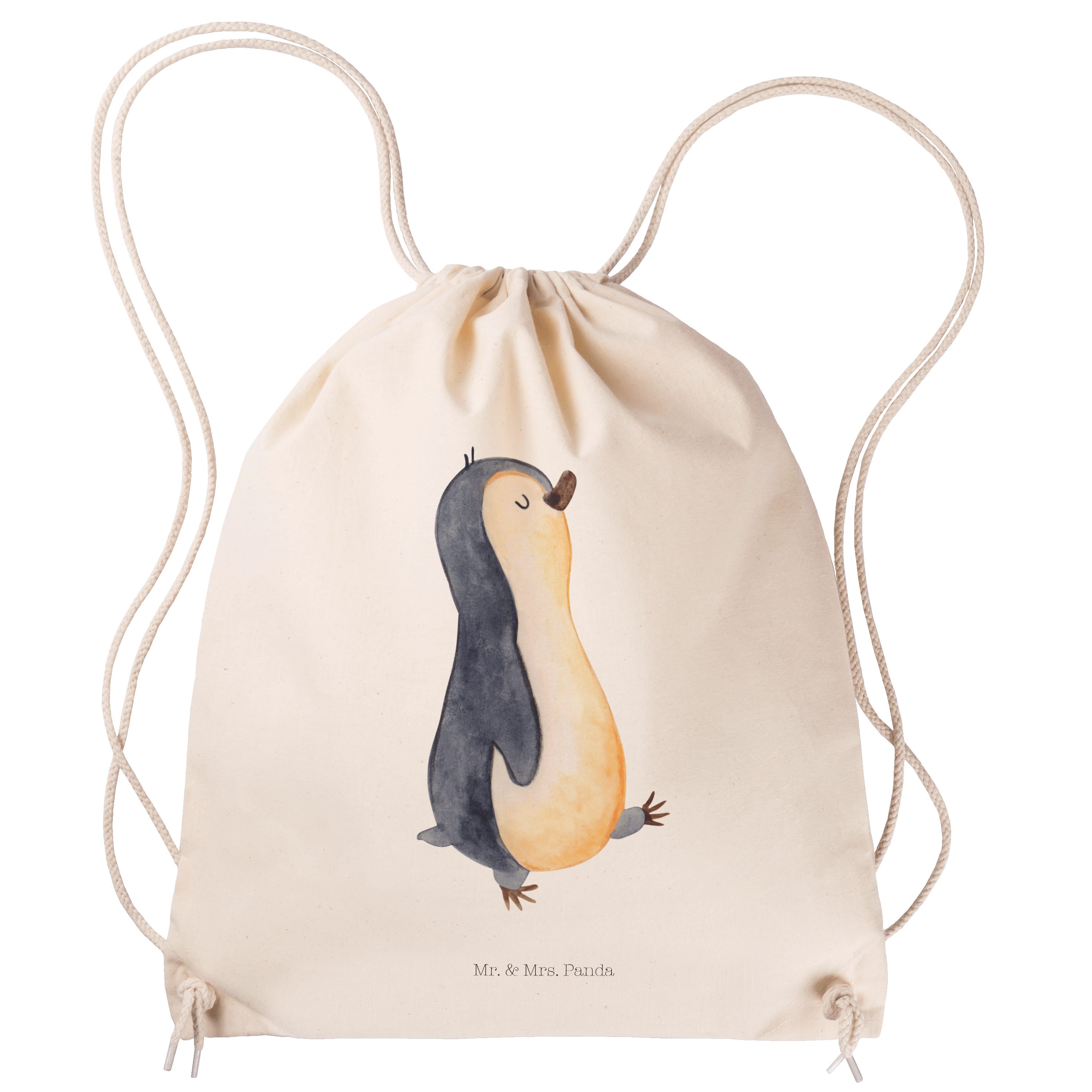 marschierend Mr. Sportbeutel, - (1-tlg) Pinguin Panda Turnbeute Mrs. - Sporttasche Geschenk, Transparent &