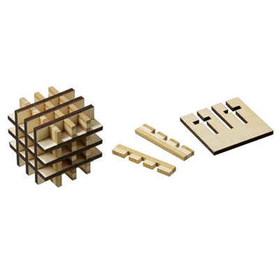 Philos Spiel, Grid-Cube - Bambus und Sperrholz - 18 Puzzleteile - Denkspiel - Geduldspiel