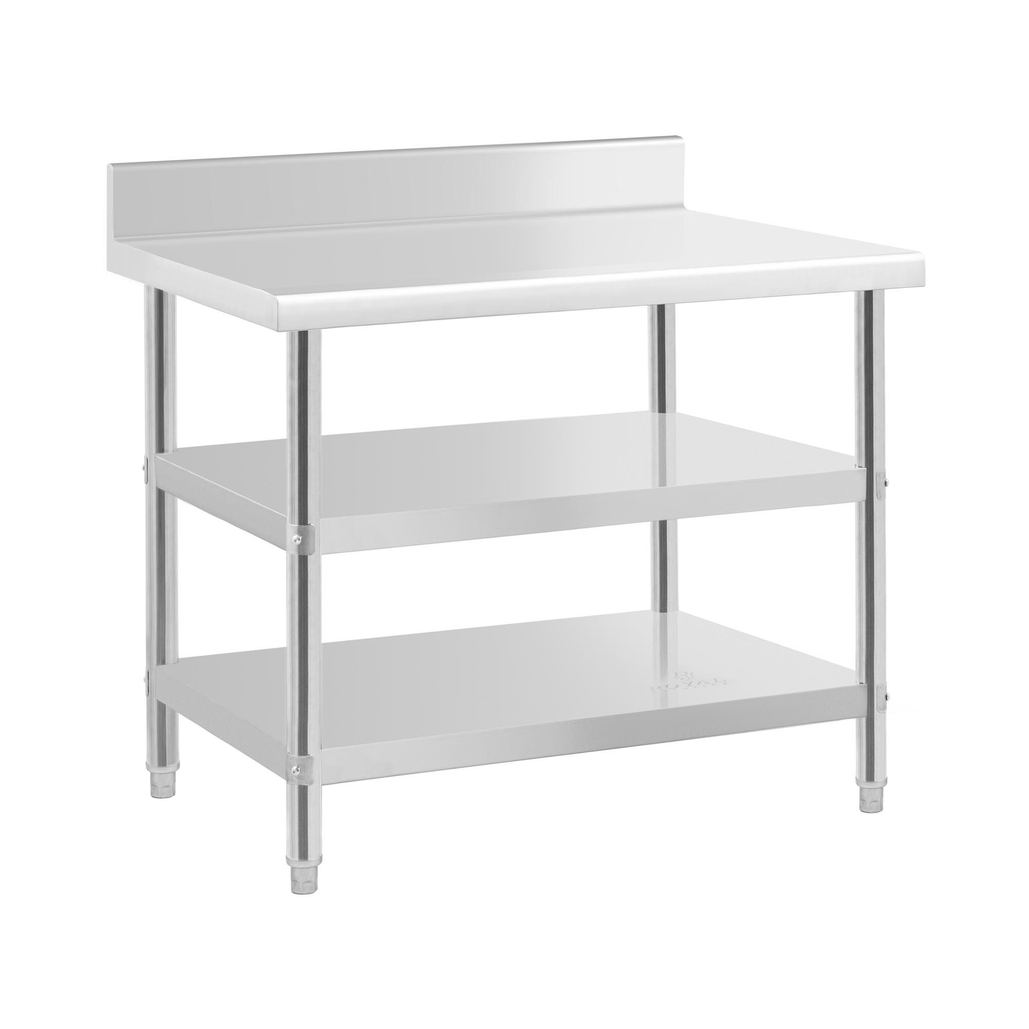 Royal Catering Arbeitstisch Edelstahltisch mit Aufkantung - 100x70x16.5cm - 204kg - 2 Ablagen, verschiedene Größen