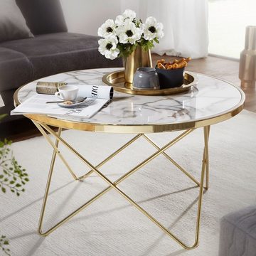 KADIMA DESIGN Couchtisch Marmor Kaffeetisch, goldener Metallrahmen, eleganter Tisch