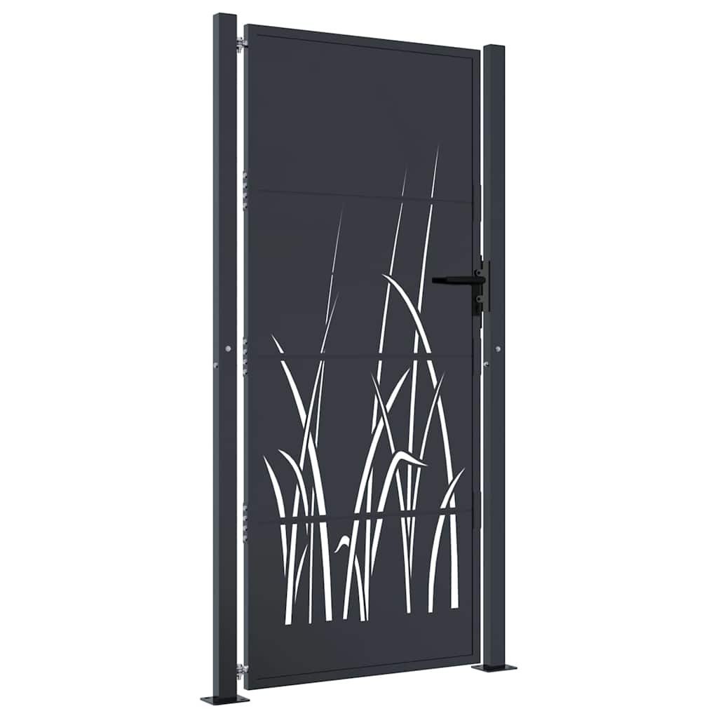 vidaXL Gartentor Gartentor Anthrazit 105x180 cm Stahl Gras-Design
