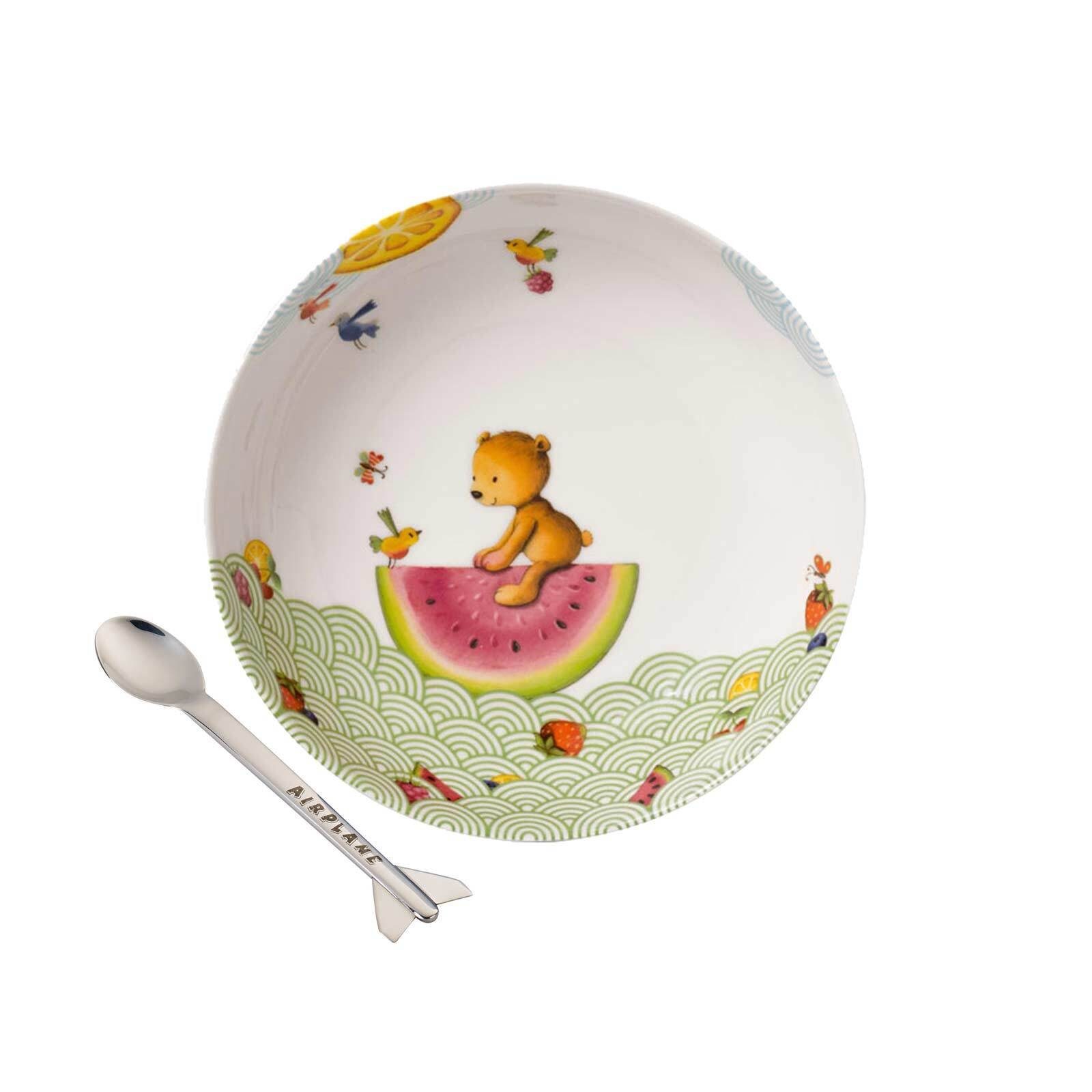 Villeroy & Boch Kindergeschirr-Set Hungry as a Bear Kindergeschirr 2er Set (2-tlg), Edelstahl, Porzellan