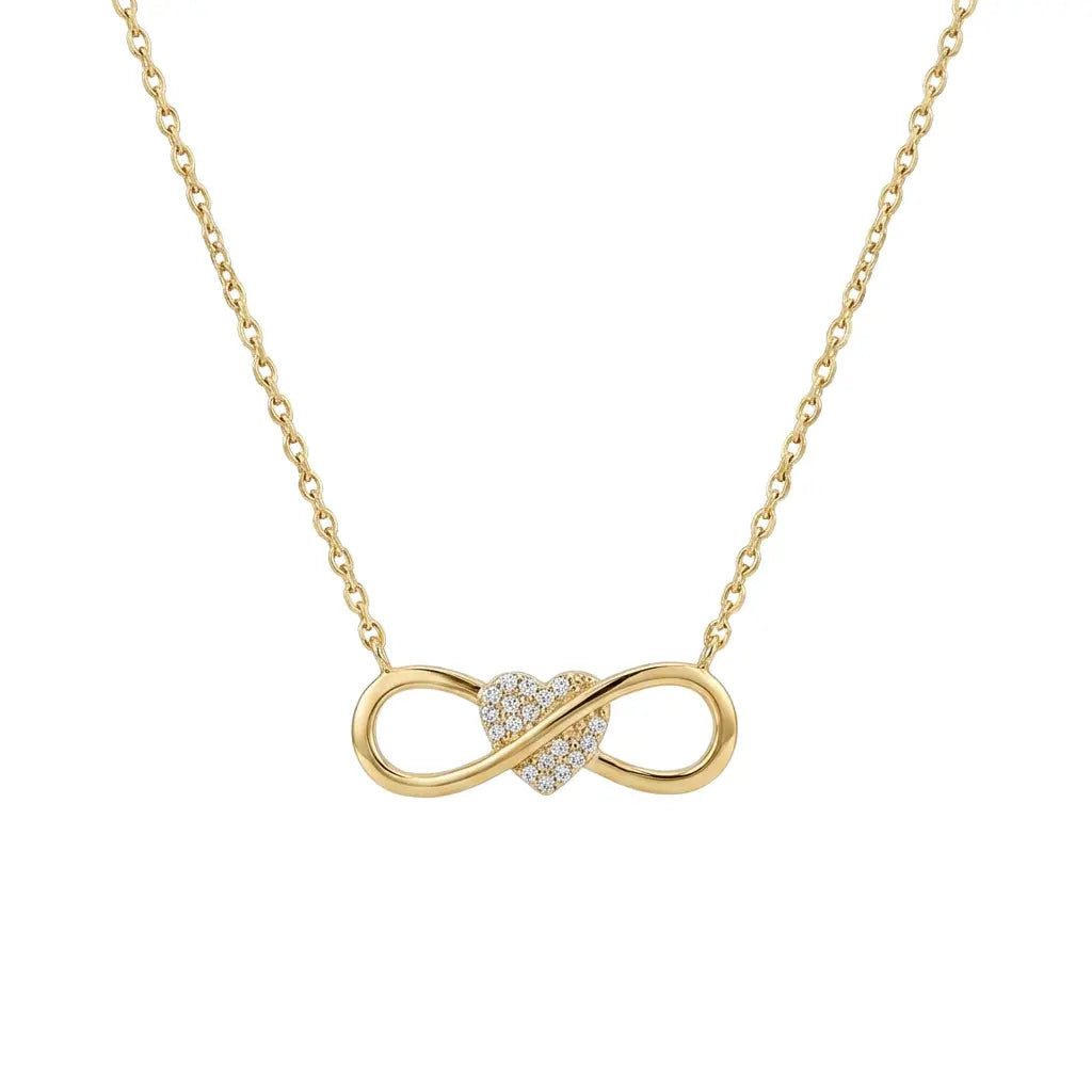 Kette mit Anhänger 375 Echtgold Infinity Amour Herz Infinity Zirkonia