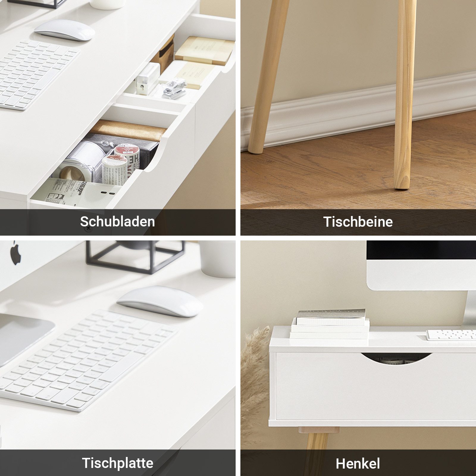SoBuy Schreibtisch FWT40, Tisch, Eckschreibtisch, platzsparender Bürotisch, Schminktisch, mit 2 Schubladen Tisch Computertisch Kinderschreibtisch Bürotisch – Bild 5 von 5