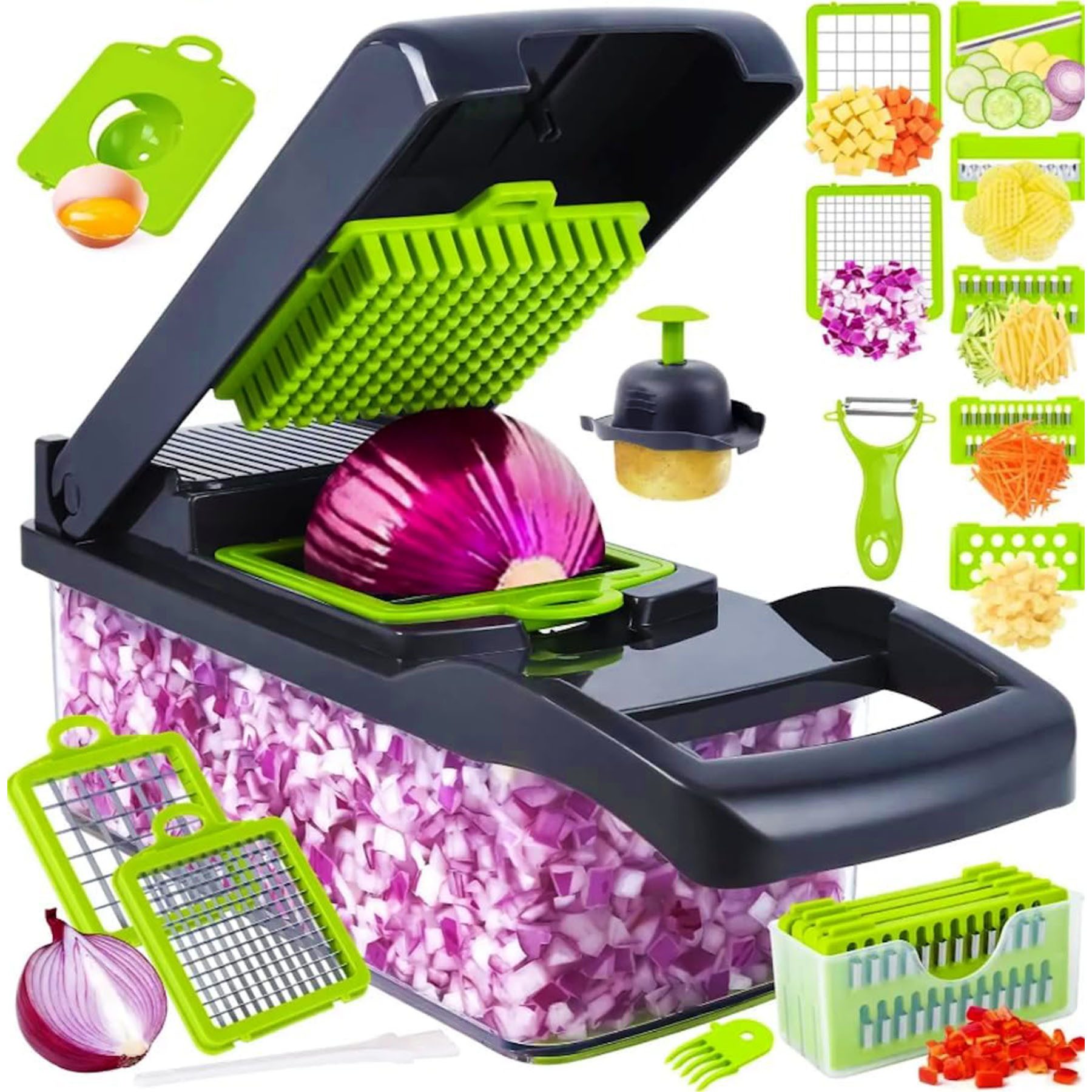 Mutig Gemüseschneider 16 In 1 Gemüseschneider,Gemüse Schneider, Mandoline Gemüsehobel, Gemüsehobel Dicer für Hobeln von Obst Gemüse, Karotte, Gurken, Zwiebel