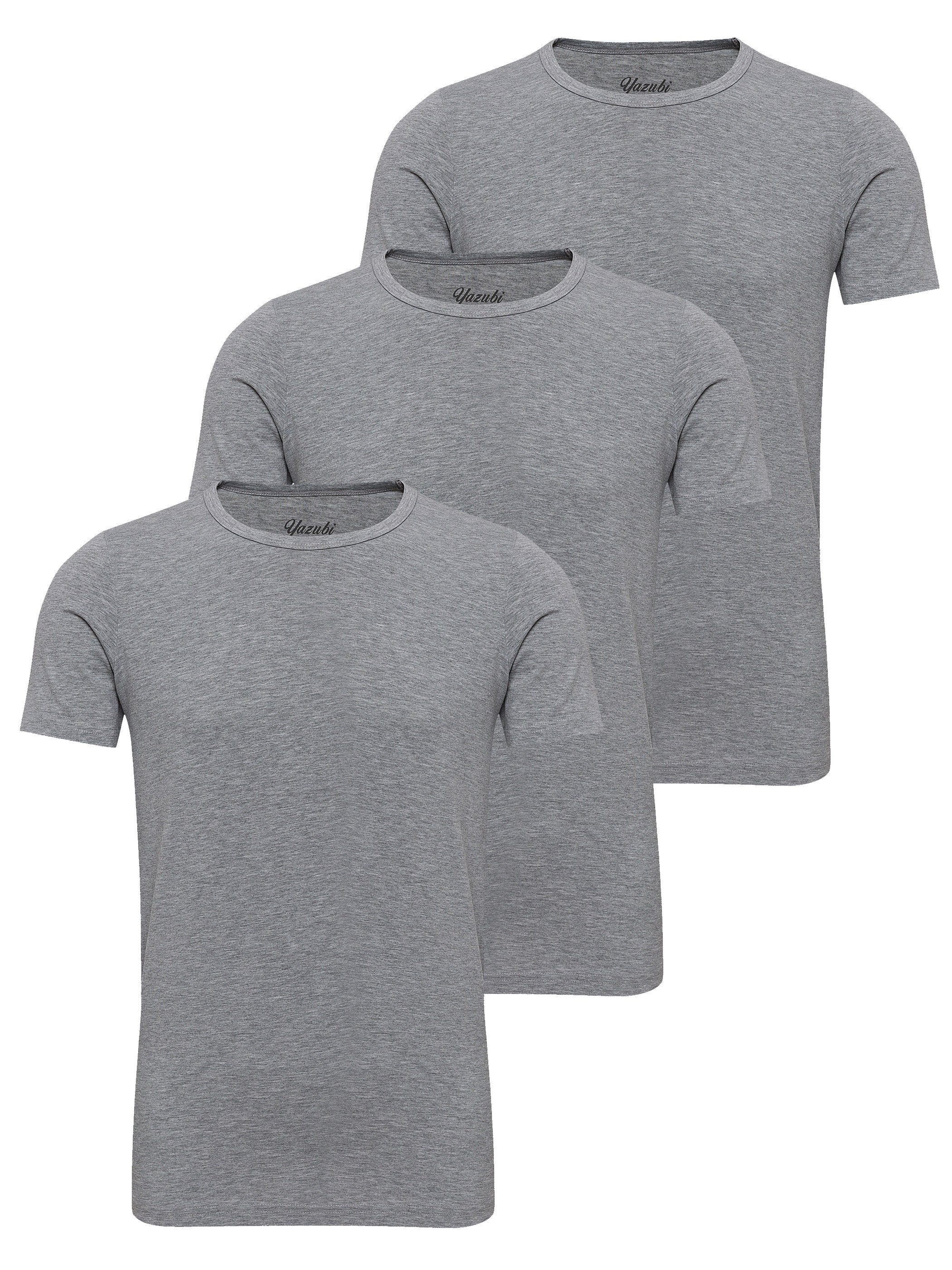 Yazubi T-Shirt 3-Pack Mythic Basic T-Shirt Crew Neck (Set) modernes Rundhalsshirt Grau (dapple gray 163907)