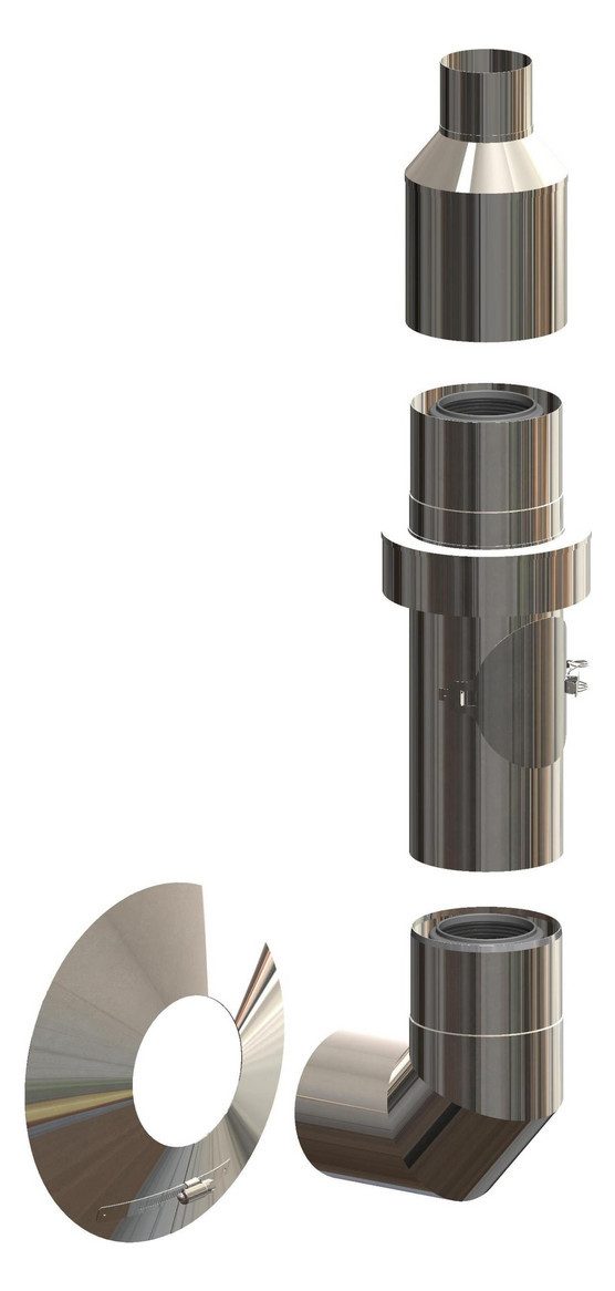 ATEC Abgastechnologie PP-Rohr ATEC Schornstein Basis-Set Außenwand DN60/100 blank 700770, DN60/100, 60 mm