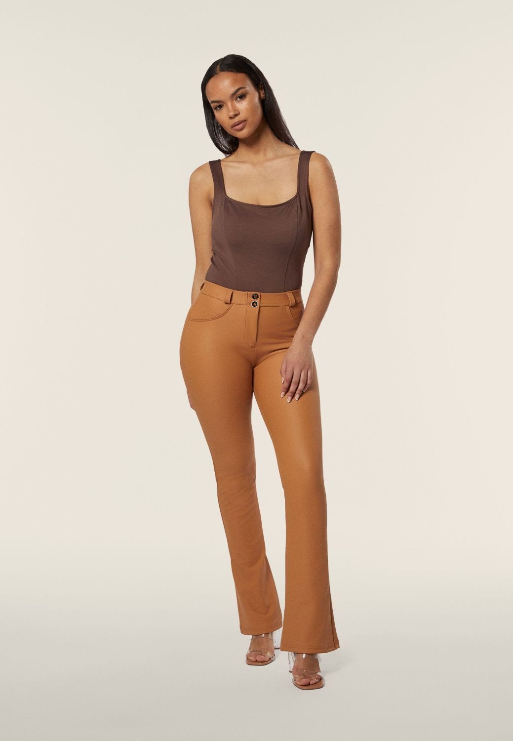 Freddy Jeggings Freddy WR.UP Eco Vegan Leder Bootcut Regular Waist Braun günstig online kaufen