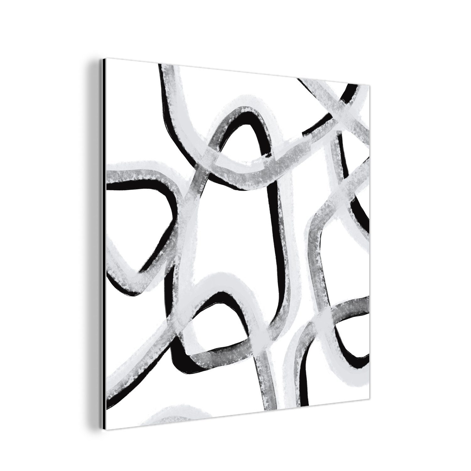 Alu-Dibond-Druck, St), deko Aluminium - Minimalismus Metall, - Gemälde Linie Gestaltung, Metallbild aus (1 MuchoWow