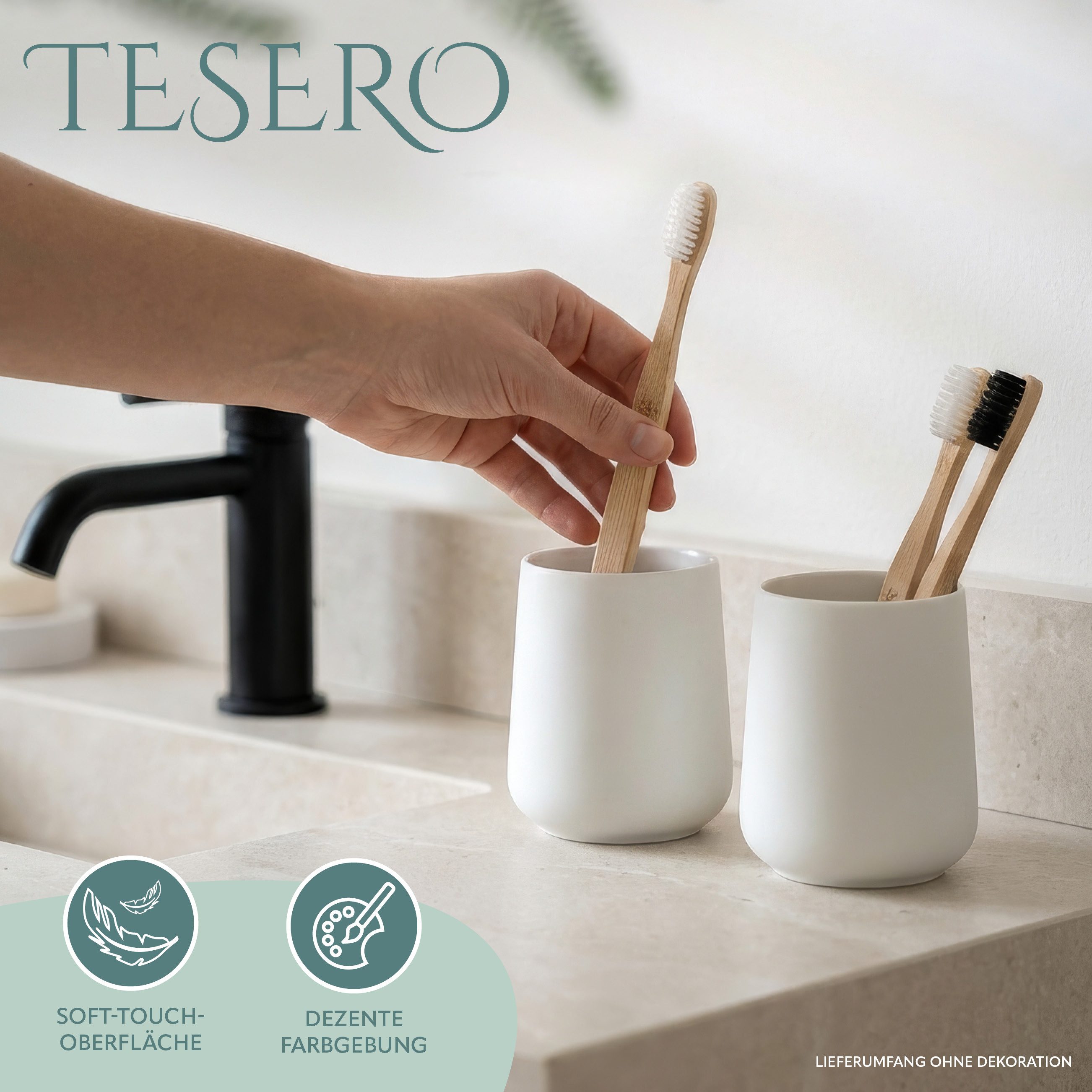 eluno Zahnputzbecher TESERO 2tlg. Soft-Touch, (2-St)