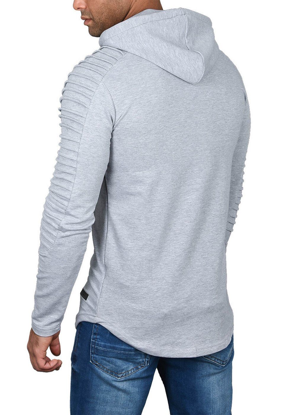 Alessandro Salvarini Hoodie Herren Longsleeve Oversize – Biker Look mit Kapuze Langarm Hoodie mit Stretch und Stepp-Einsätzen