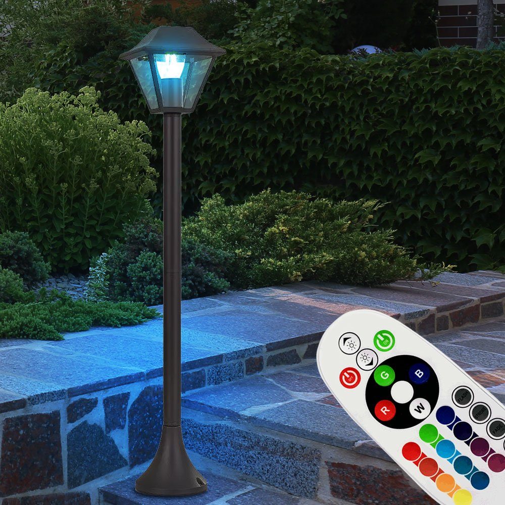 etc-shop LED Außen-Stehlampe, Leuchtmittel inklusive, Steh Warmweiß, Laterne Lampe ALU Farbwechsel, Außen Leuchte Garten FERNBEDIENUNG