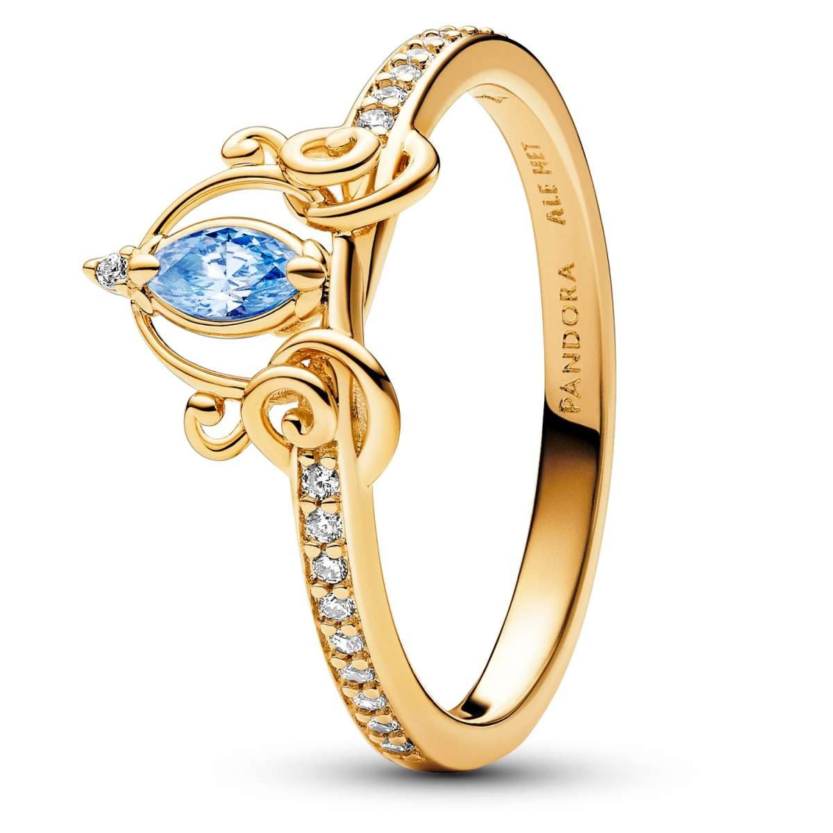 Pandora Fingerring 163059C01, Damenring Disney Cinderellas Kutsche Goldfarben