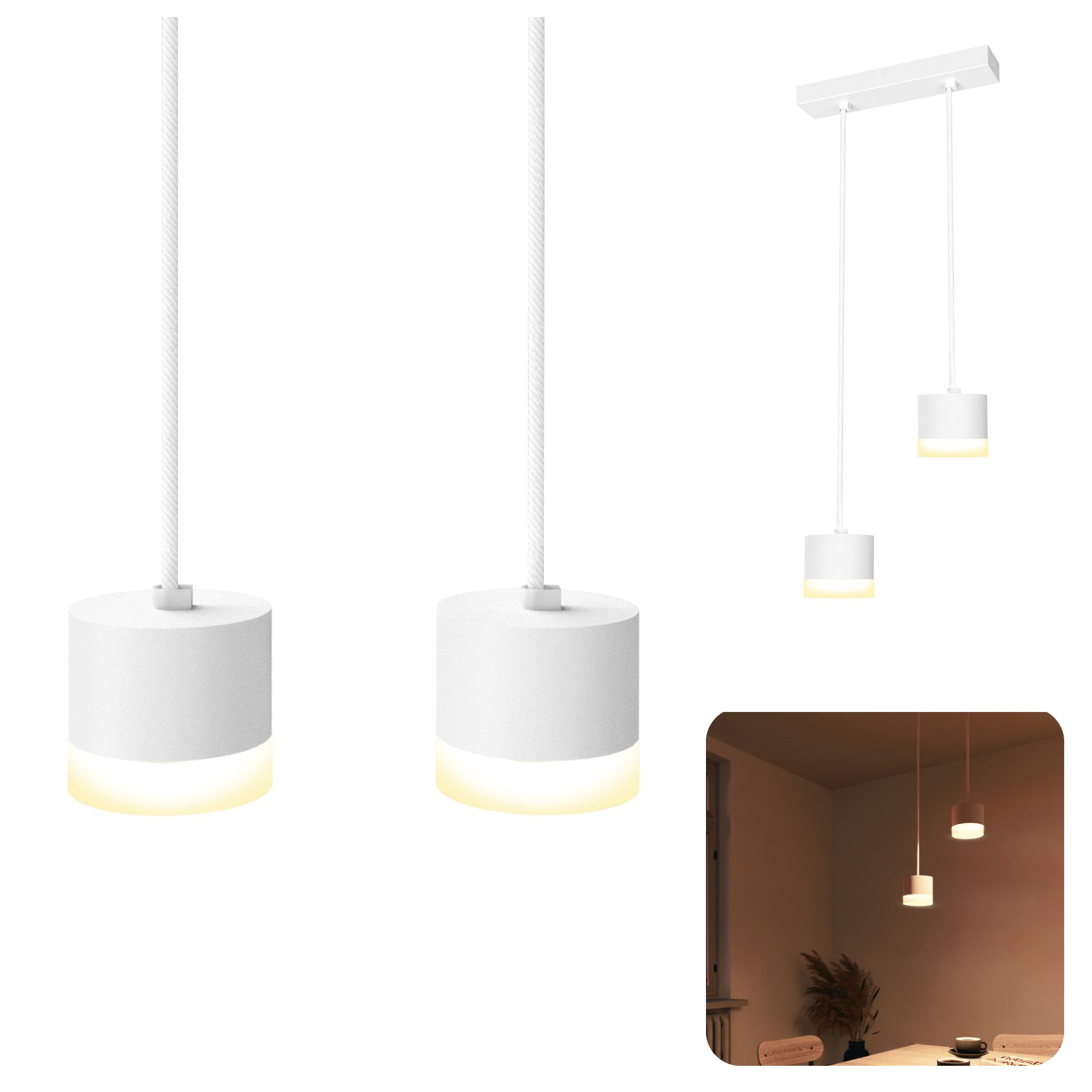 SSC-LUXon LED-Hängeleuchte VORA Hängeleuchte 2-flammig mit GX53 LED dimmbar warmweiß 6W, Warmweiß