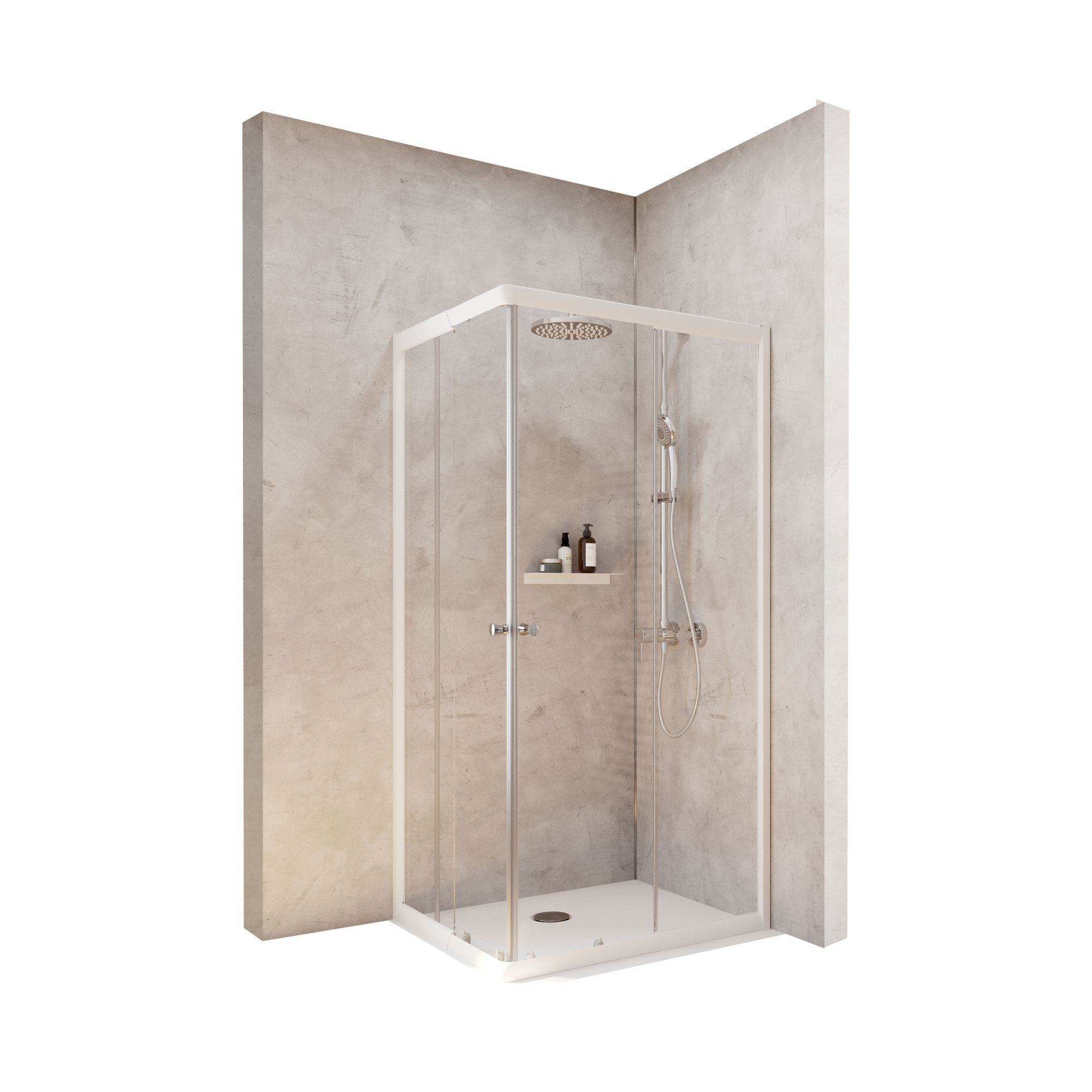 Schulte Eckdusche Corner 180 cm Höhe, BxT: 75x90 cm, Sicherheitsglas, Eckeinstieg Schiebetüren Alpin Weiß
