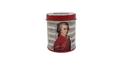 Fridolin Anspitzer, Doppelspitzer-Runddose aus Metall, Wolfgang Amadeus Mozart