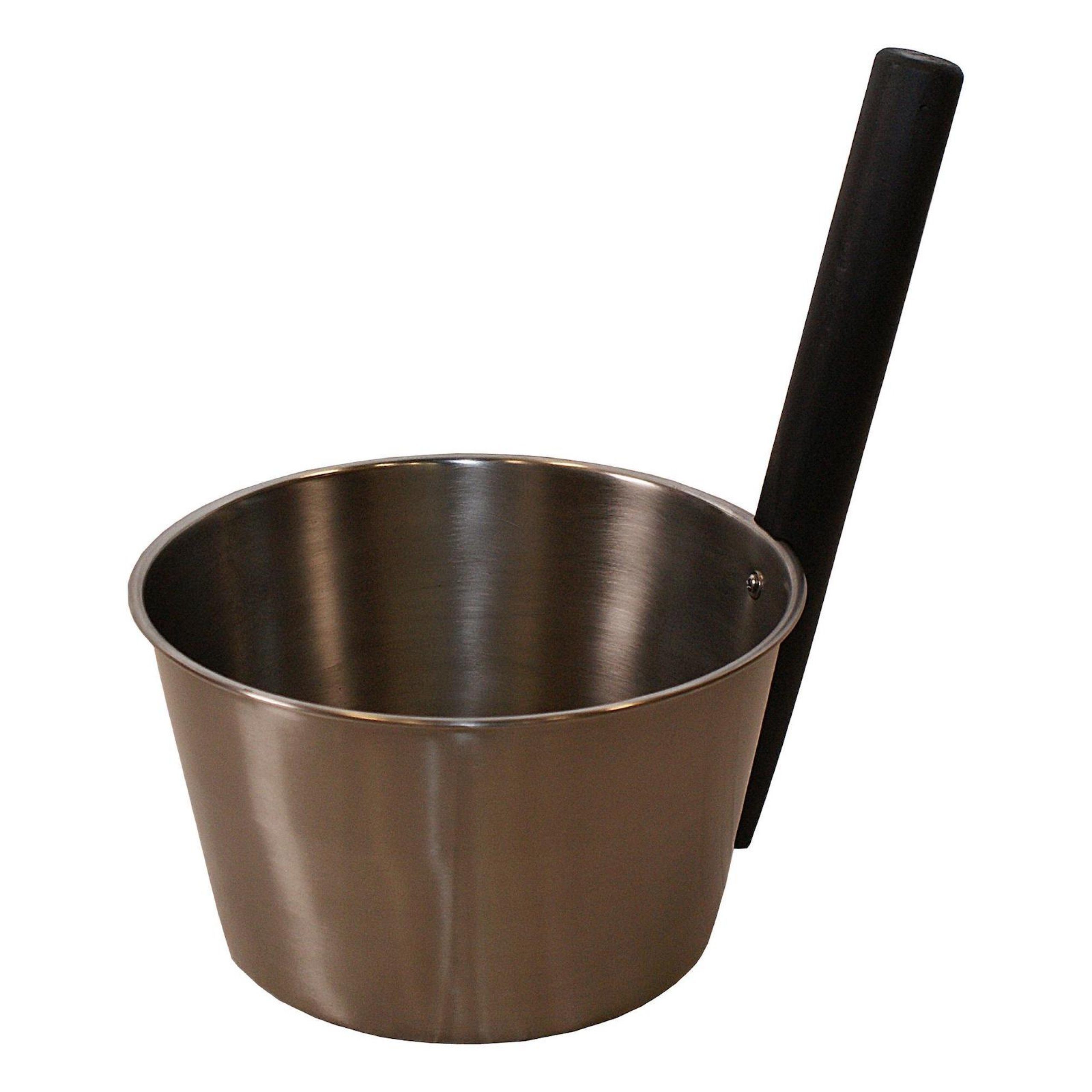 Aufgusskübel Nikkarien Saunakübel 4 Liter Edelstahl schwarzer Holzgriff 10392