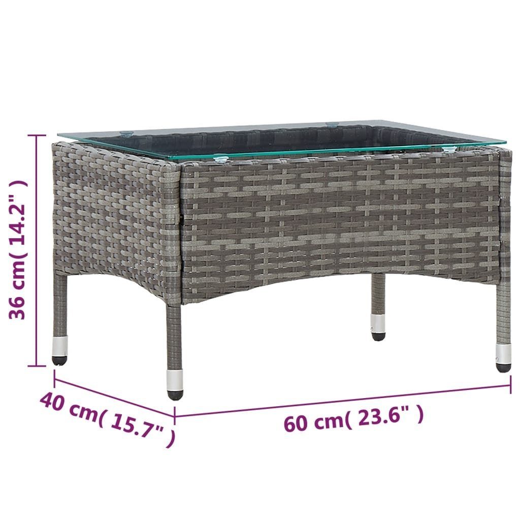 60 36 x Rattan Gartentisch cm Poly Grau furnicato 40 x Couchtisch