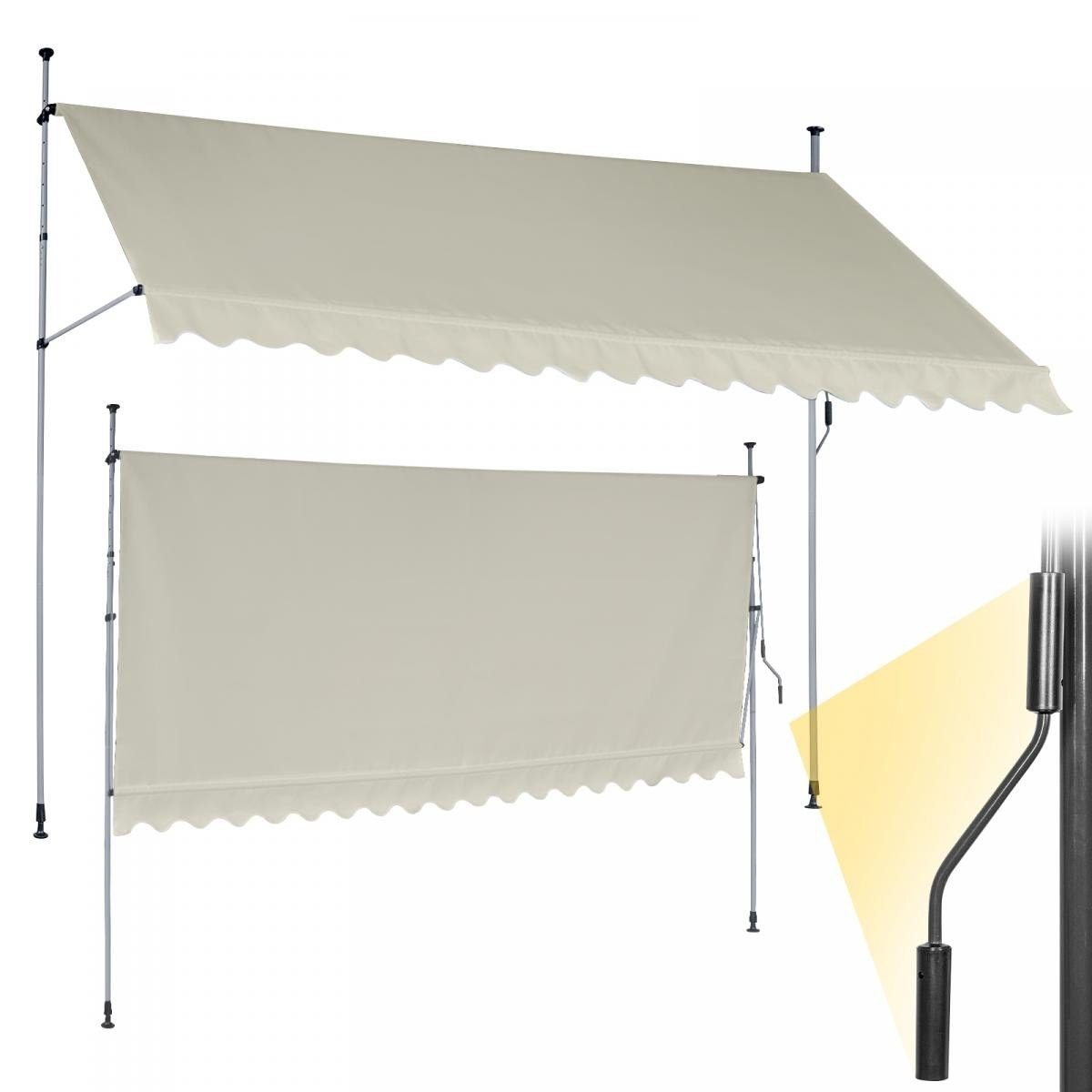 Jago Gelenkarmmarkise Klemmmarkise - Größenwahl, Höhenverstellbar, Wasserabweisend, Farbwahl