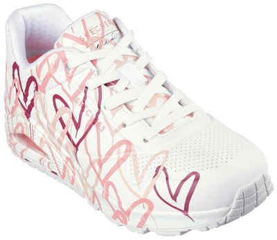 Skechers UNO-SPREAD THE LOVE Wedgesneaker mit auffälligem Graffiti-Print, Freizeitschuh, Halbschuh, Schnürschuh