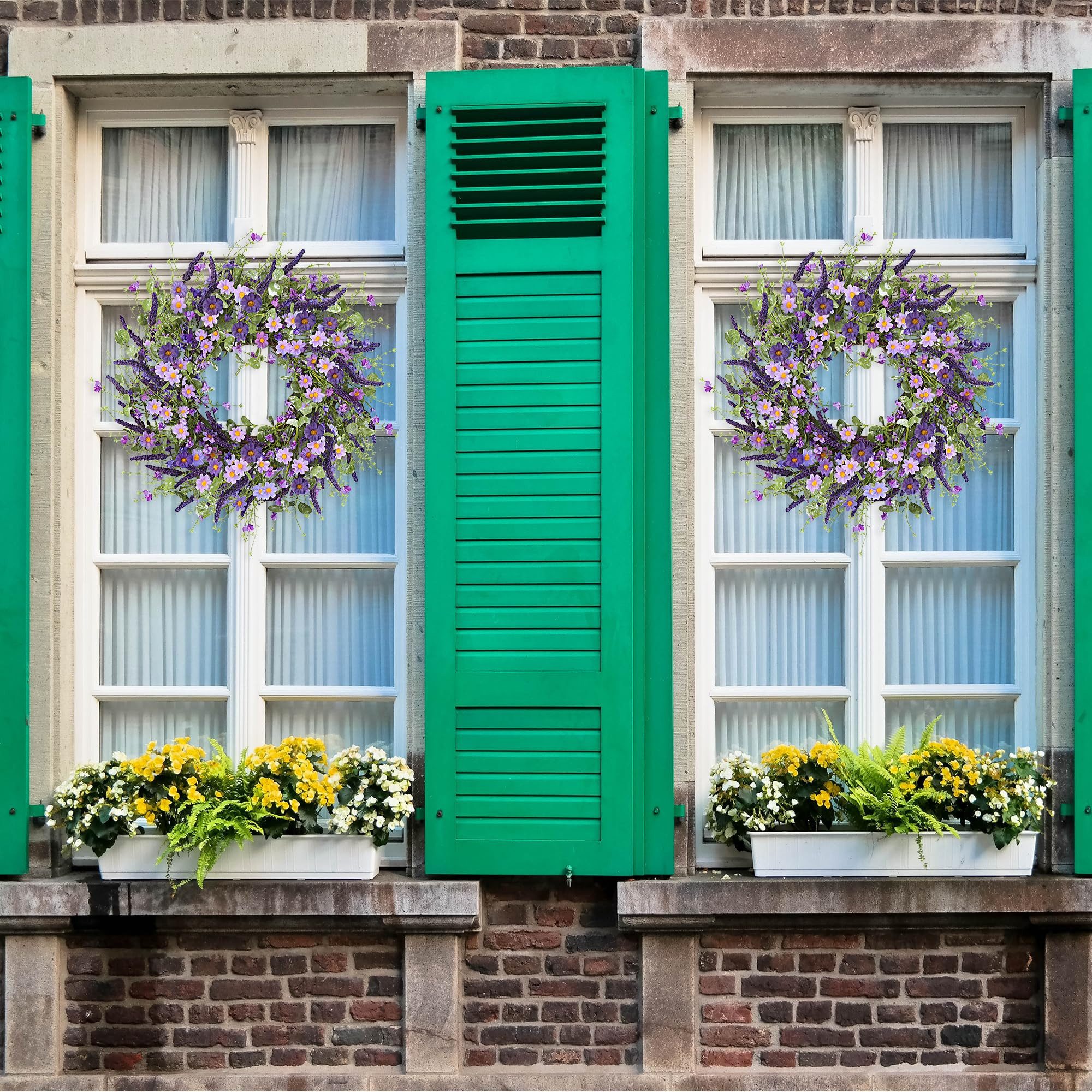 Diwzbyn Dekokranz Frühlings- und Sommer-Türkranz, künstlicher -Margeritenkranz,45cm, für Haustür, Fenster, Wand, Hochzeit, Bauernhaus- und Festdekoration