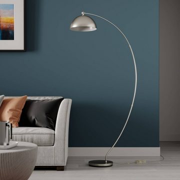 Lindby Bogenlampe Zara, dimmbar, LED-Leuchtmittel fest verbaut, warmweiß, Modern, Eisen, Aluminium, nickel matt, 1 flammig, inkl.