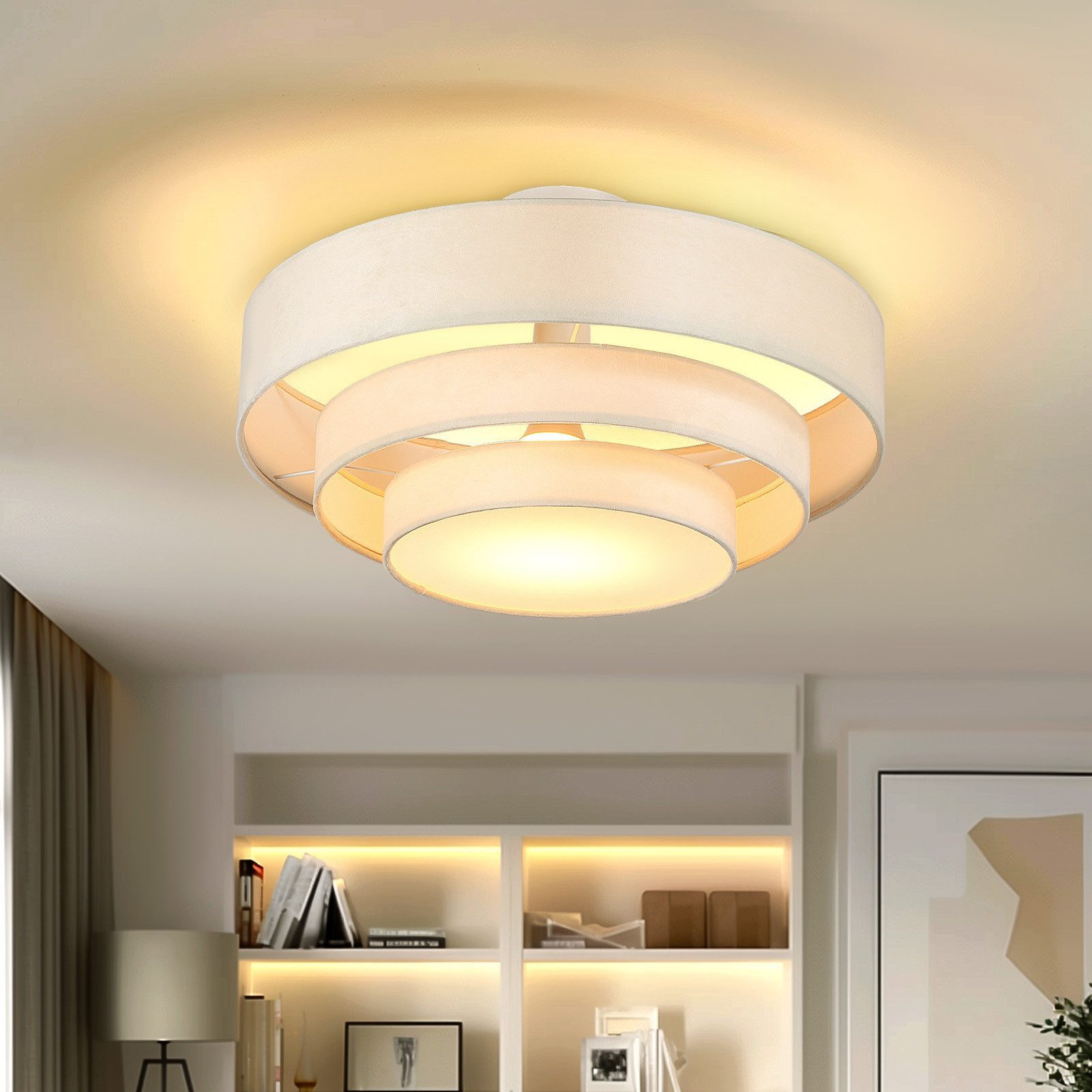 STANBOW Deckenleuchte Deckenlampe Einziehbarer Lampenschirm,Beige Triple Ve günstig online kaufen