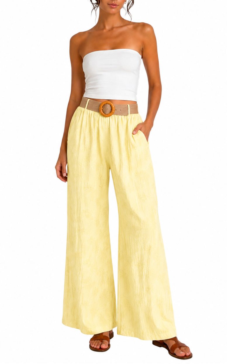 Mississhop Palazzohose Damen Palazzo Hose mit weitem Bein und elastischem Bund mit Gürtel S/M