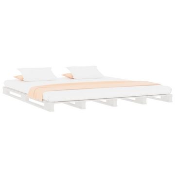 furnicato Bett Palettenbett Weiß 160x200 cm Massivholz Kiefer