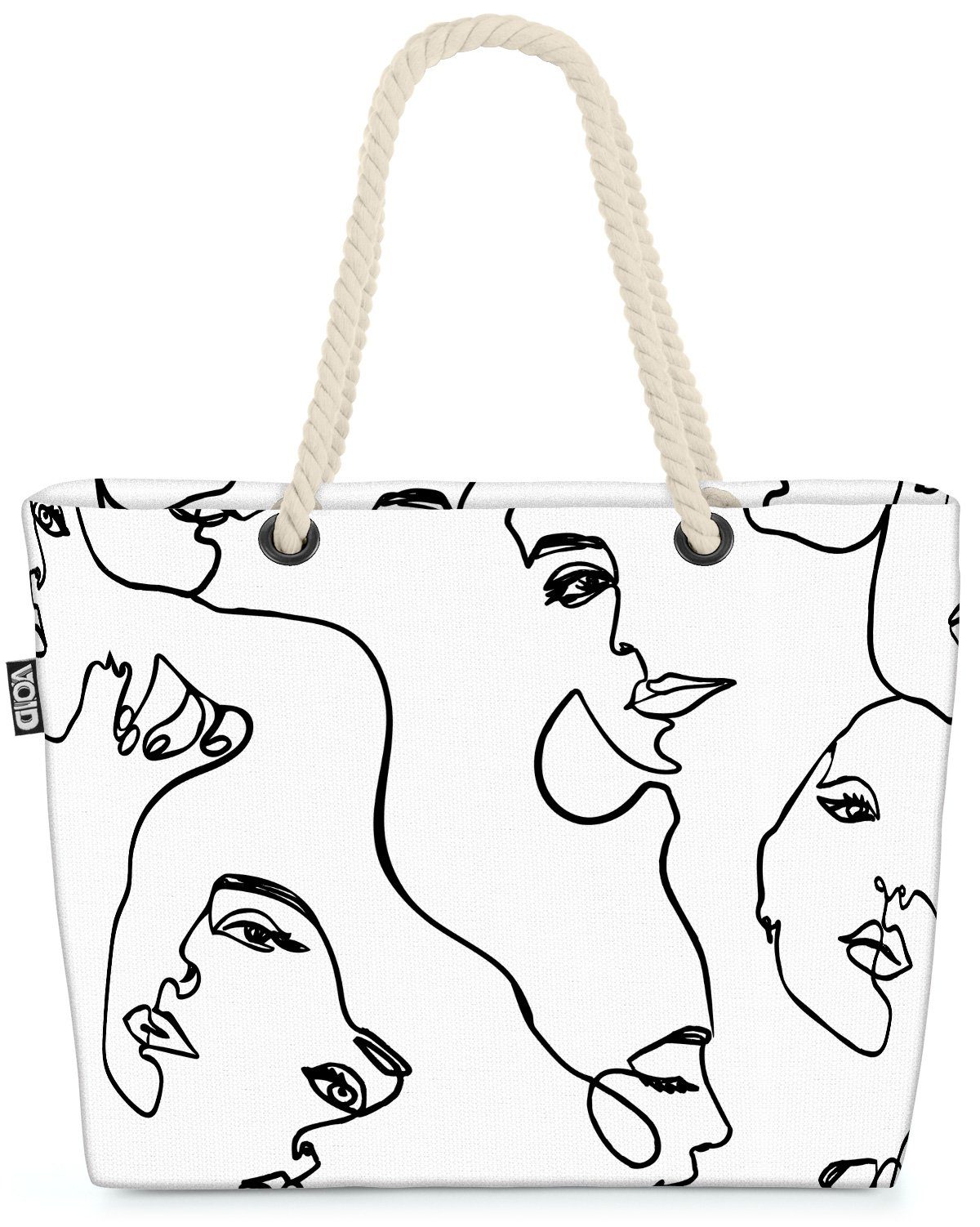 Gesichter Kunst Museum (1-tlg), Art Face abstralt Strandtasche Zeichnung Küssen Dali VOID Kunst